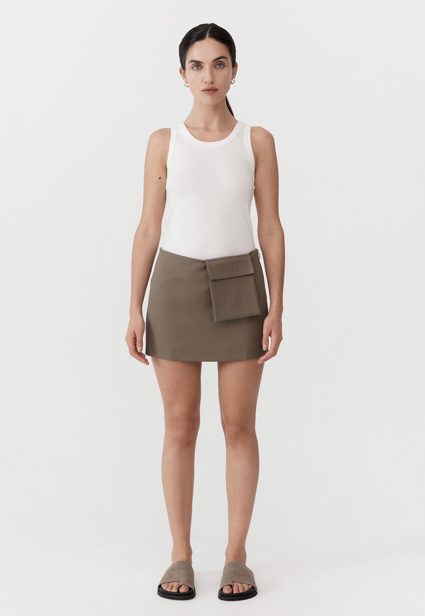 Utilitarian Pocket Mini Skirt - Kelp sold by Angel Divine