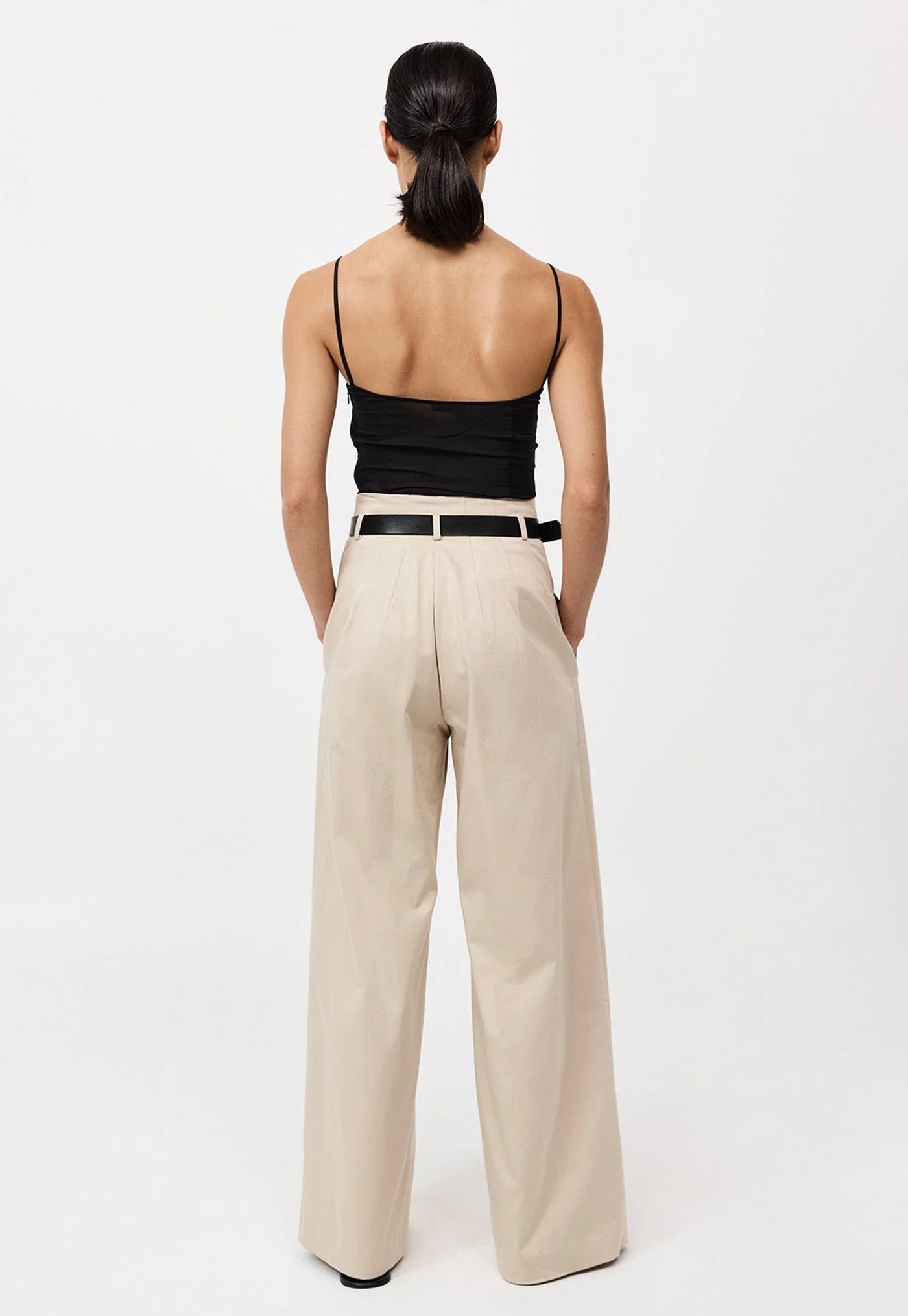 Cotton Paperbag Waist Trousers - Champagne sold by Angel Divine