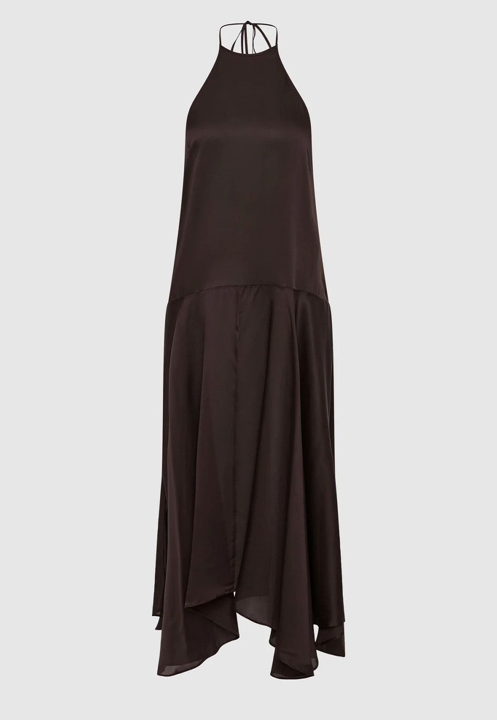 Silk Handkerchief Halter Dress - Bark