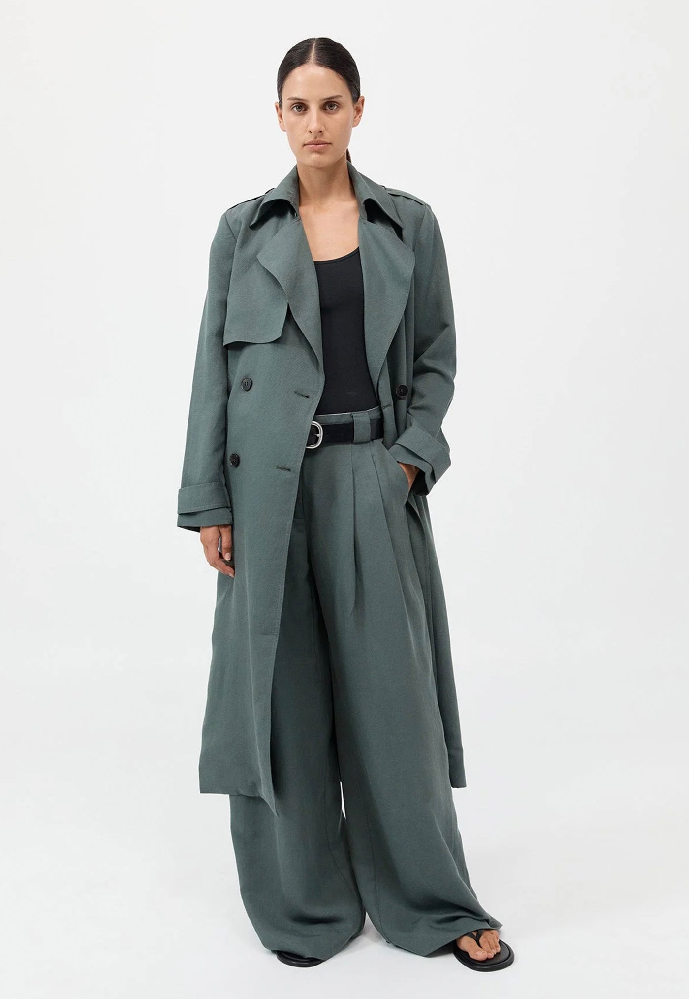 Soft Tailored Trench - Balsam Green sold by Angel Divine