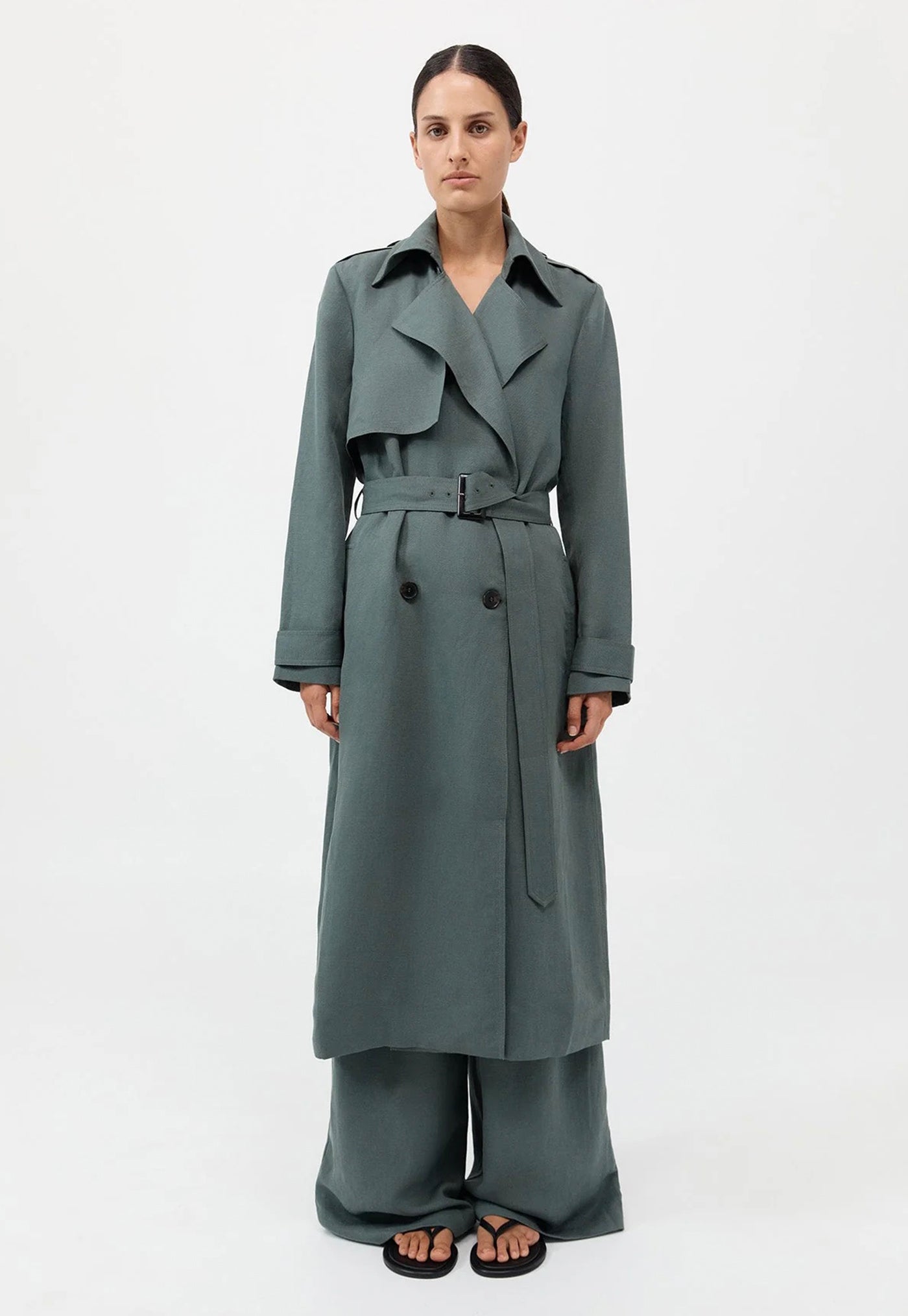 Soft Tailored Trench - Balsam Green sold by Angel Divine