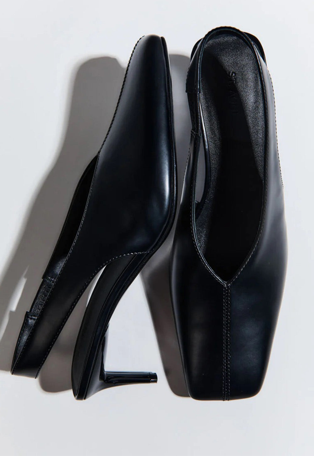 Square Toe Sling Back Heel - Black