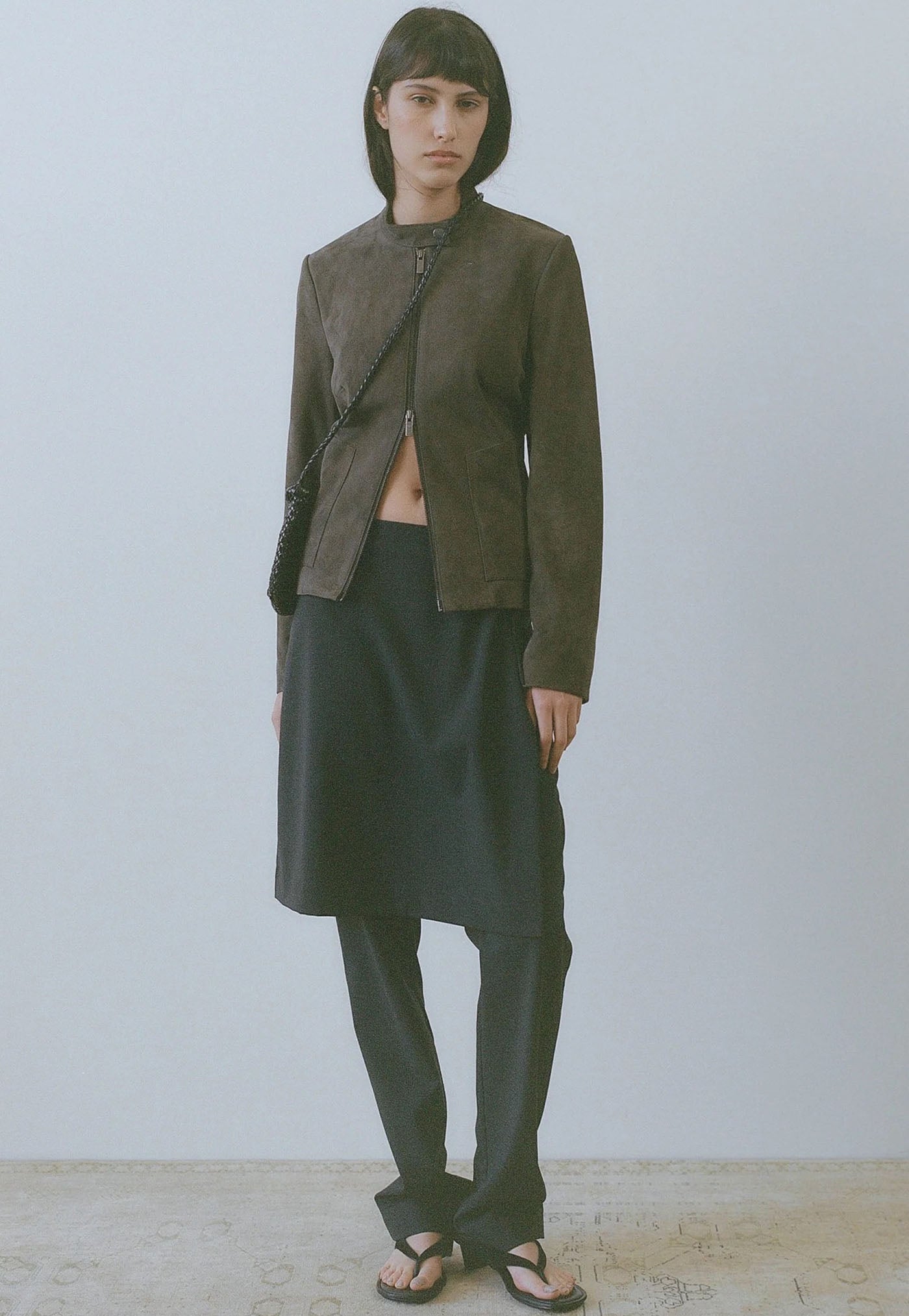 Suede Moto Jacket - Steel