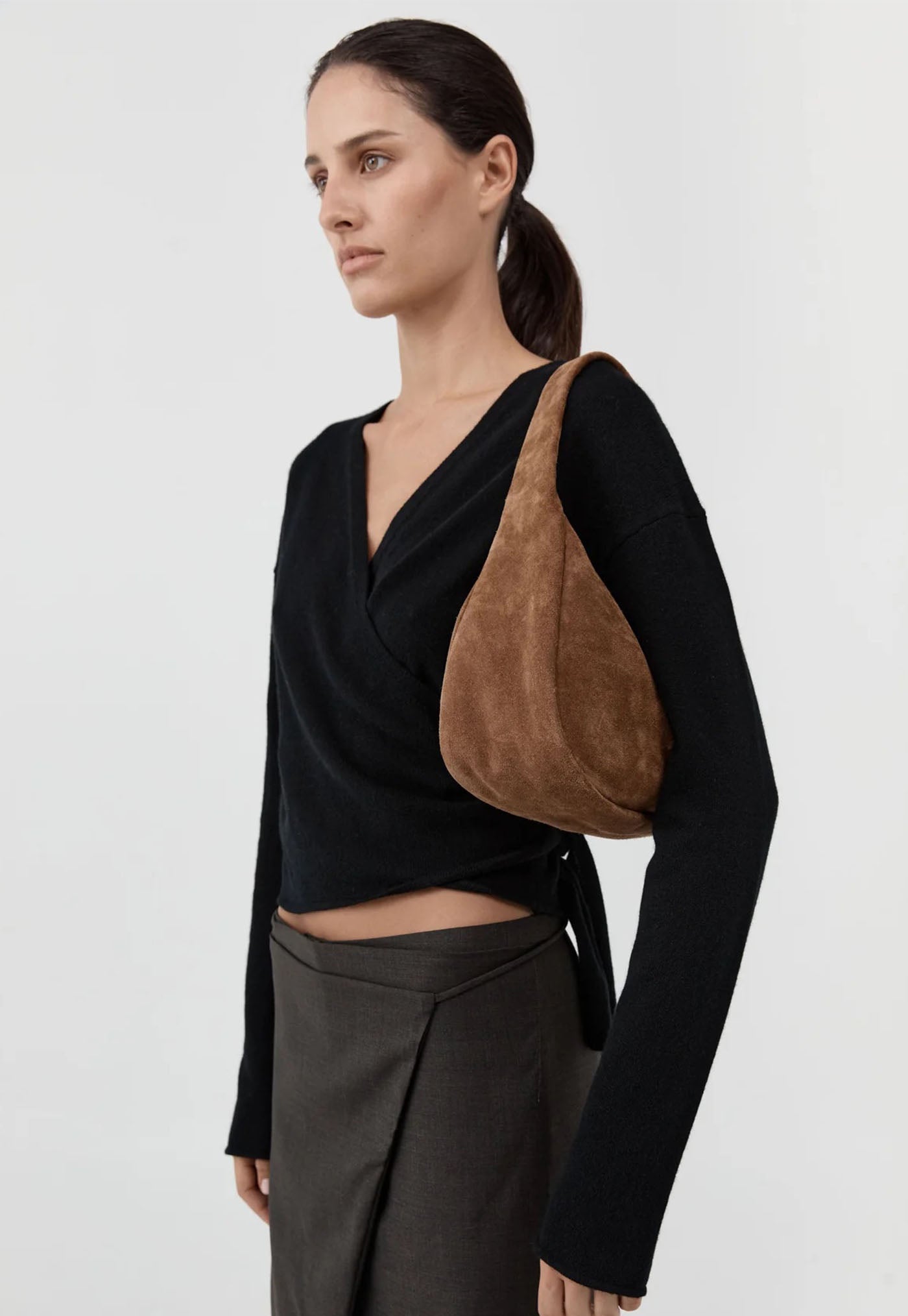 Suede Large Bon Bon Bag - Toffee