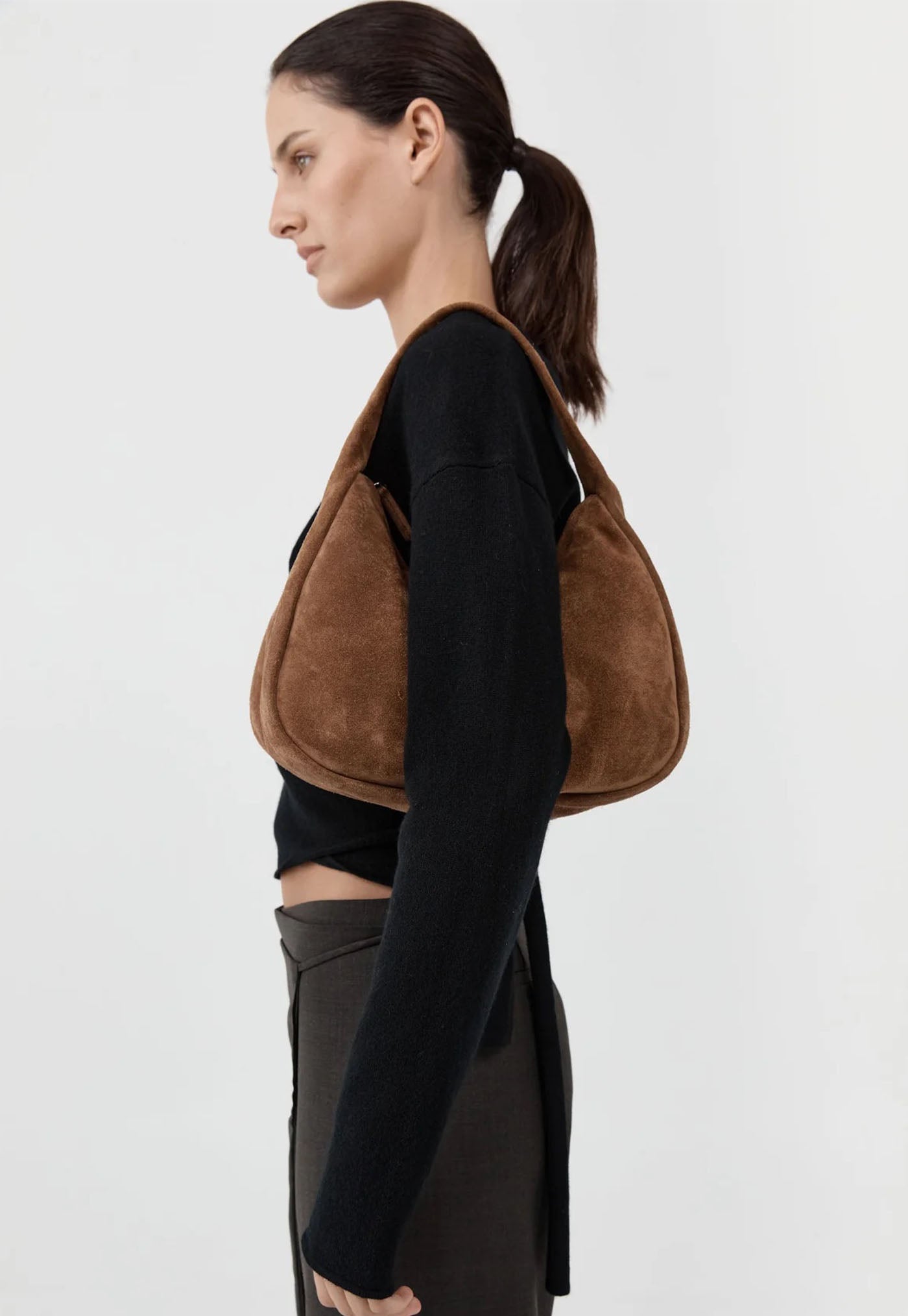 Suede Large Bon Bon Bag - Toffee