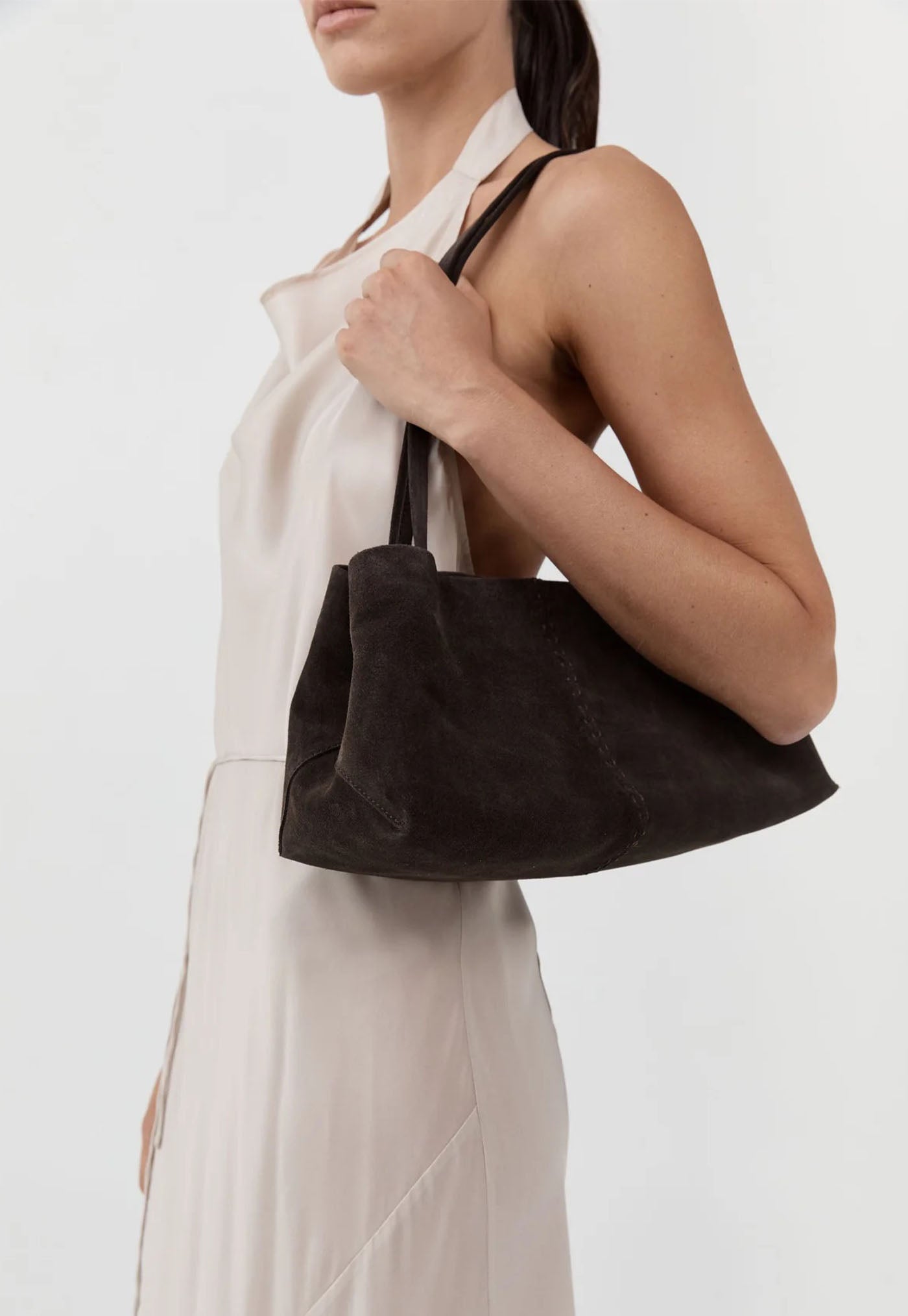 Suede Origami Tote - Coffee