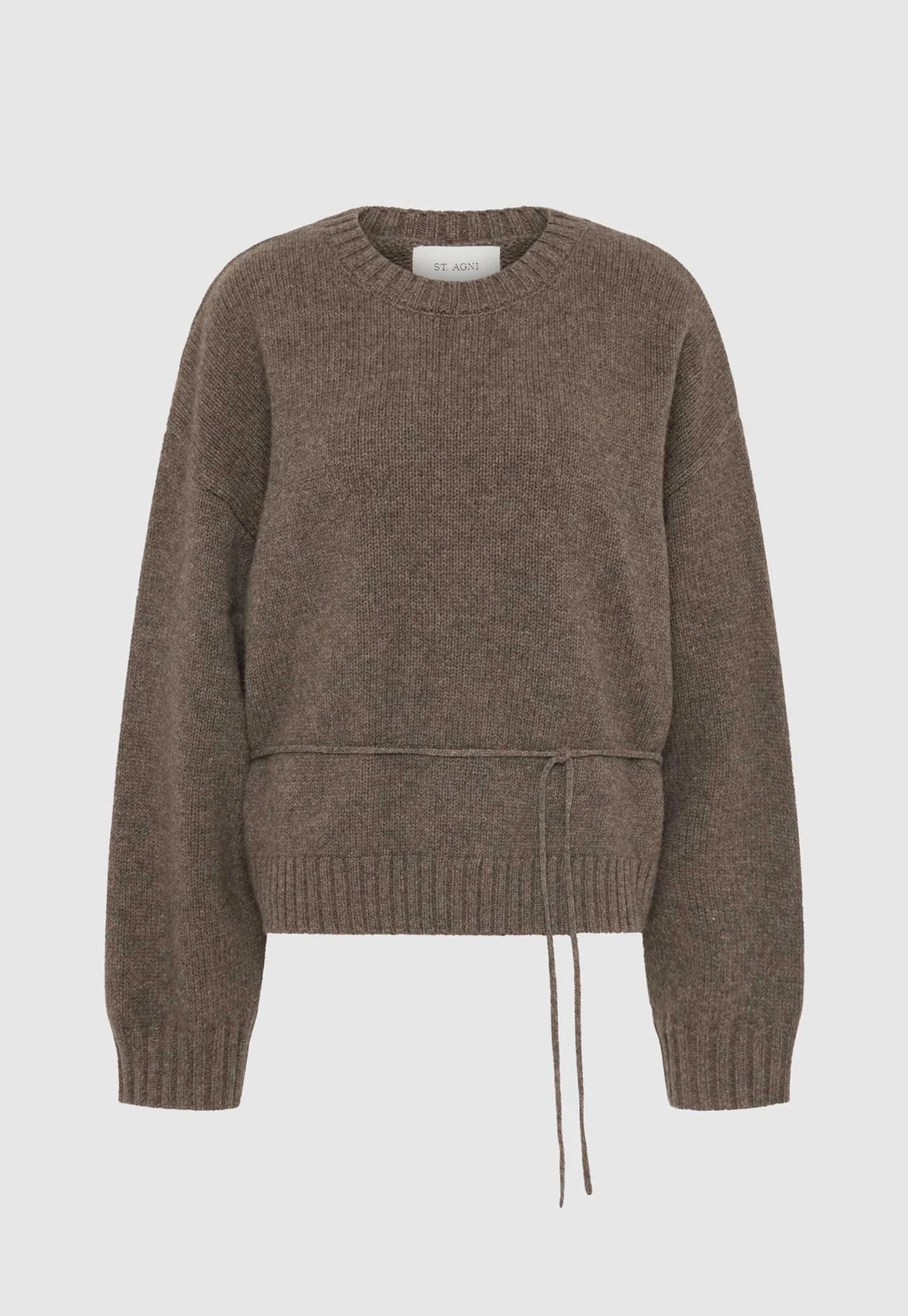 Wool Crew Neck Jumper - Taupe Melange
