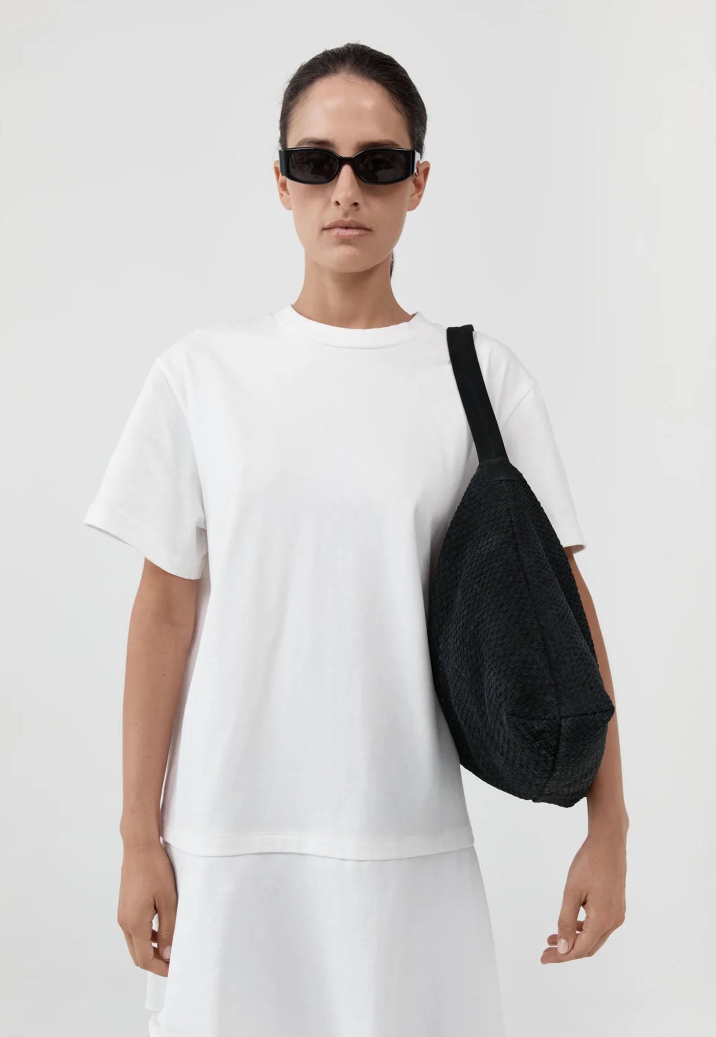 Suede Woven Hobo Bag - Washed Black