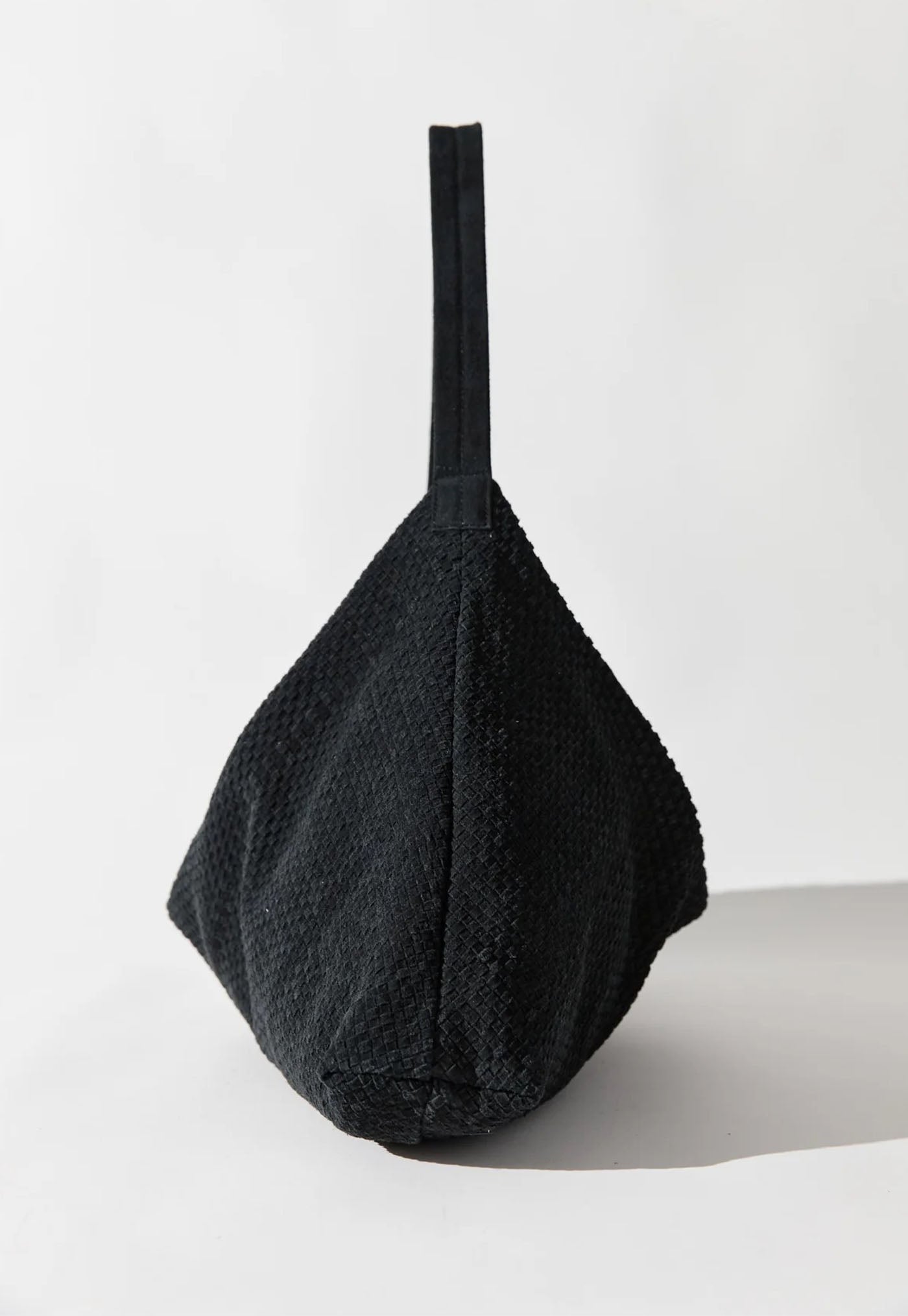 Suede Woven Hobo Bag - Washed Black
