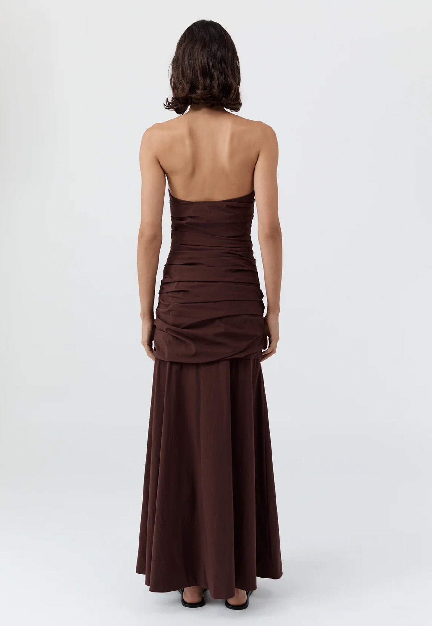 Gathered Strapless Longline Dress - Liqueur