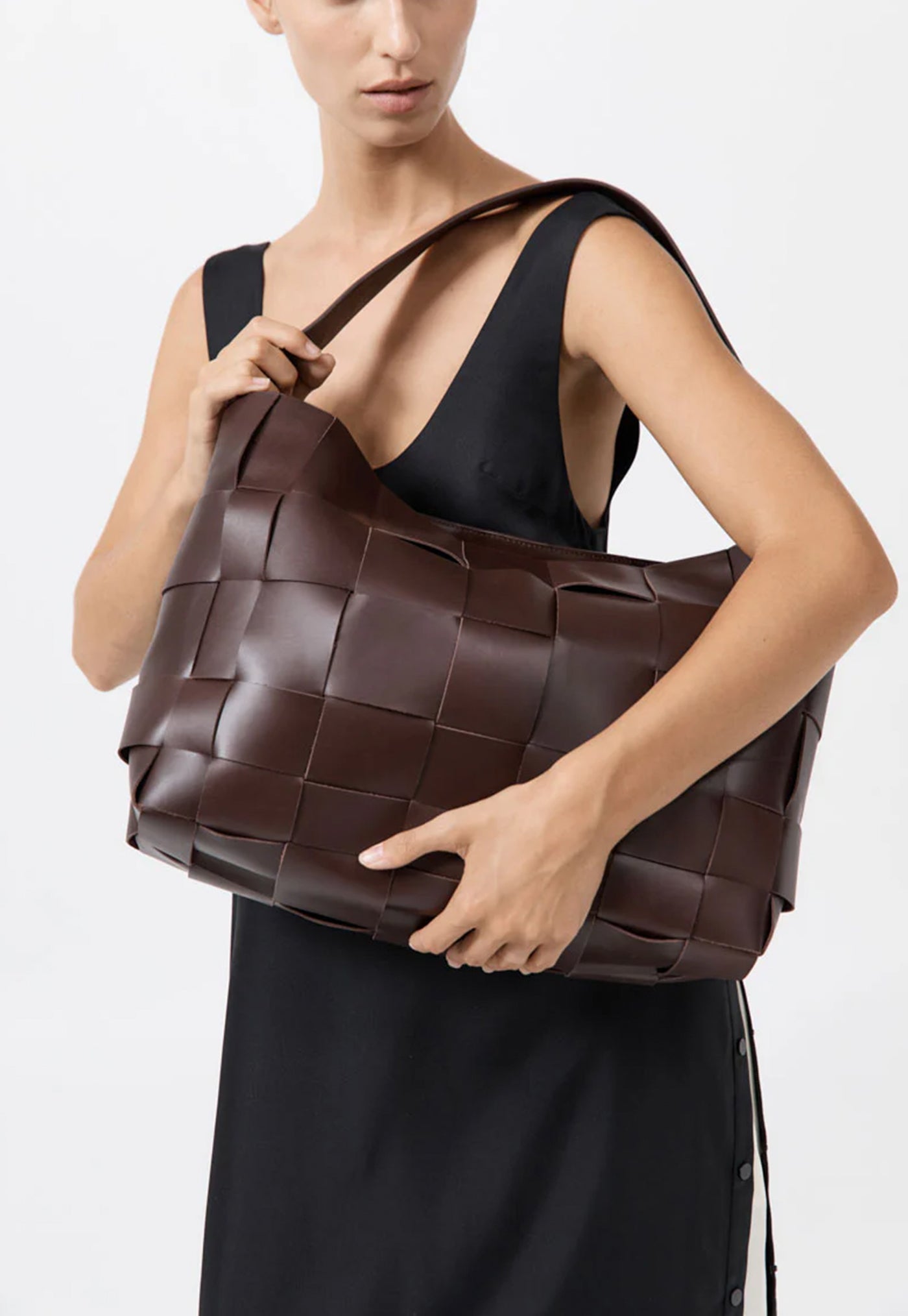Woven Large Tote - Chocolate