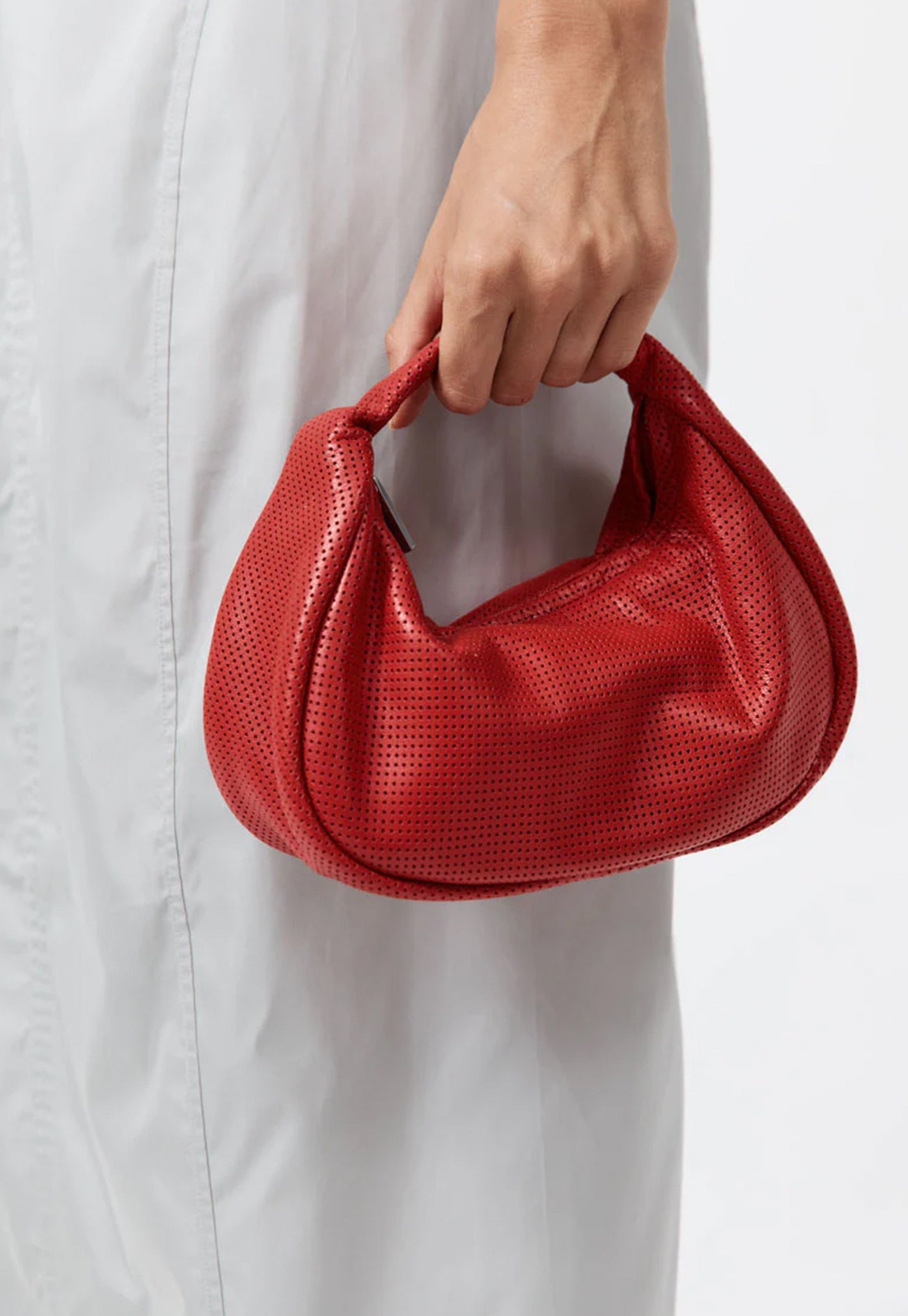 Perforated Mini Bon Bon Bag - Rosso