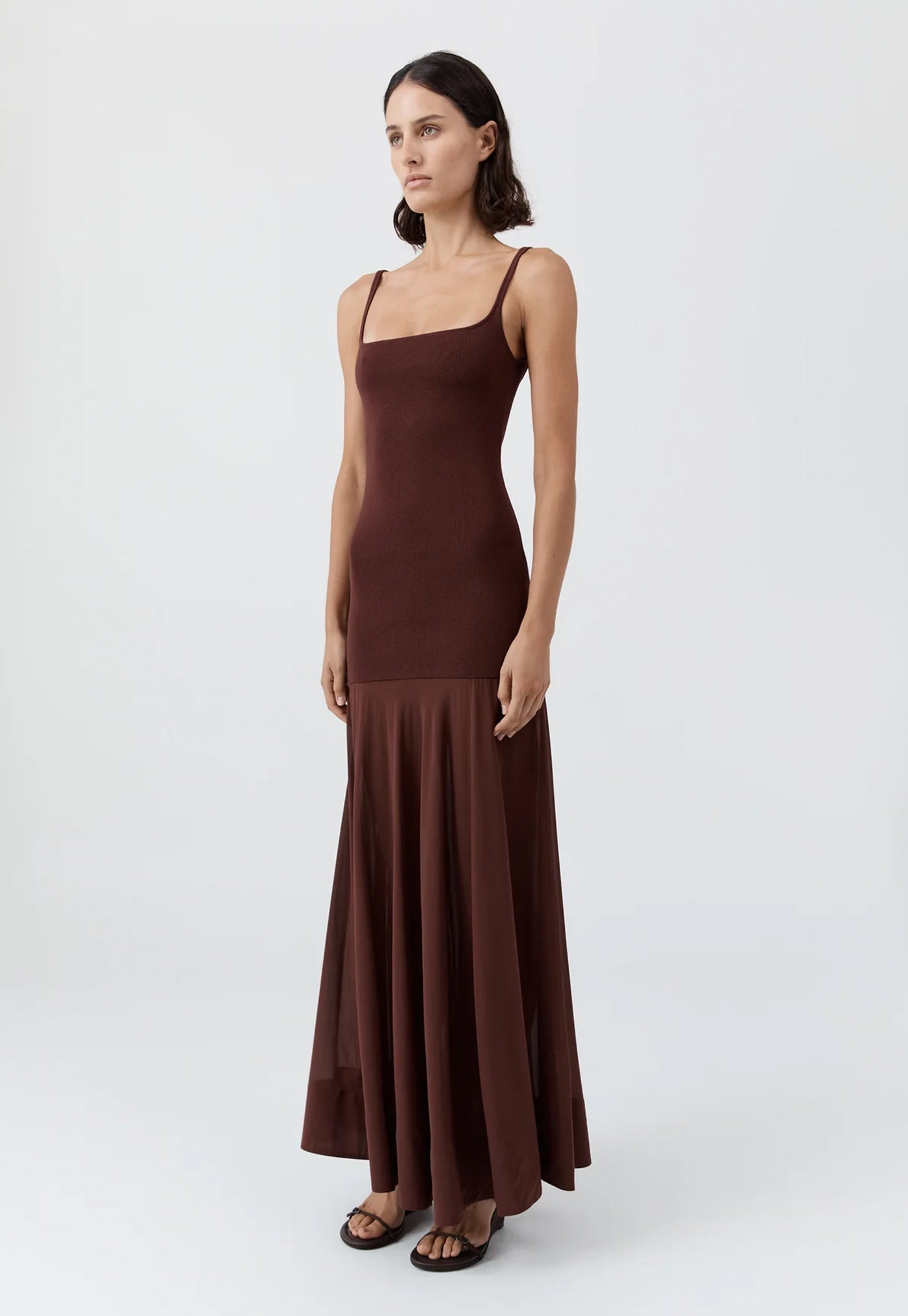 Sheer Silk Circle Hem Dress - Liqueur