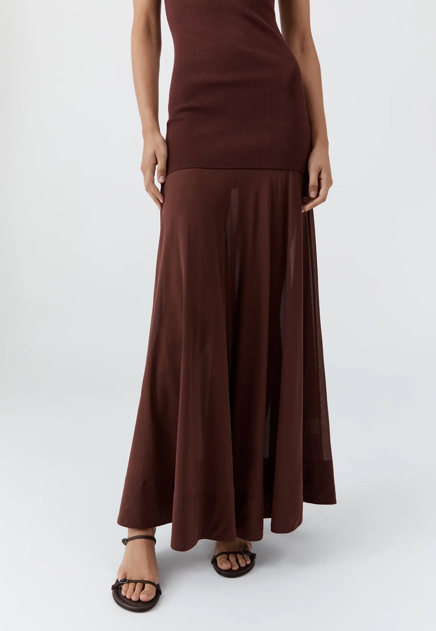 Sheer Silk Circle Hem Dress - Liqueur