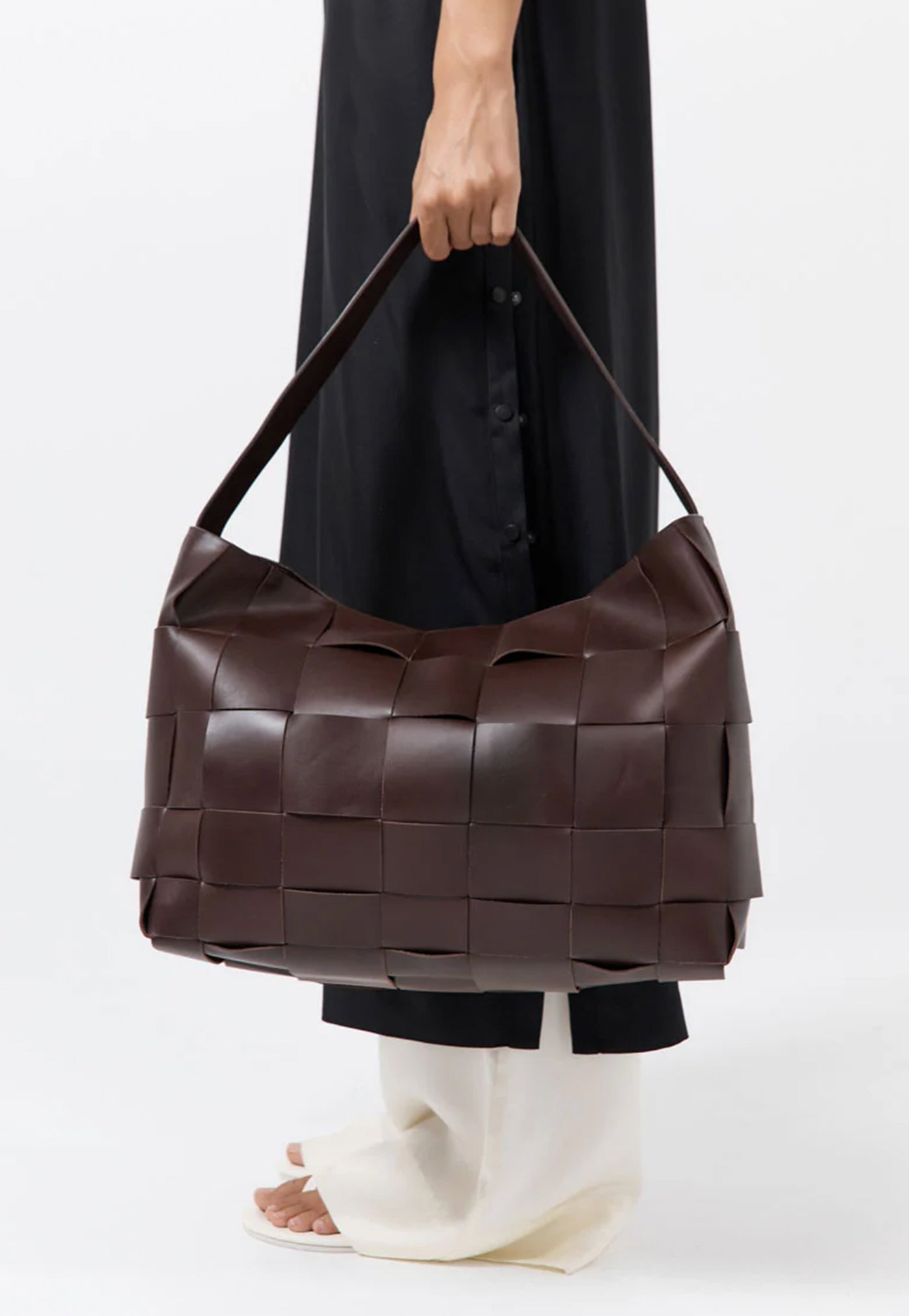 Woven Large Tote - Chocolate