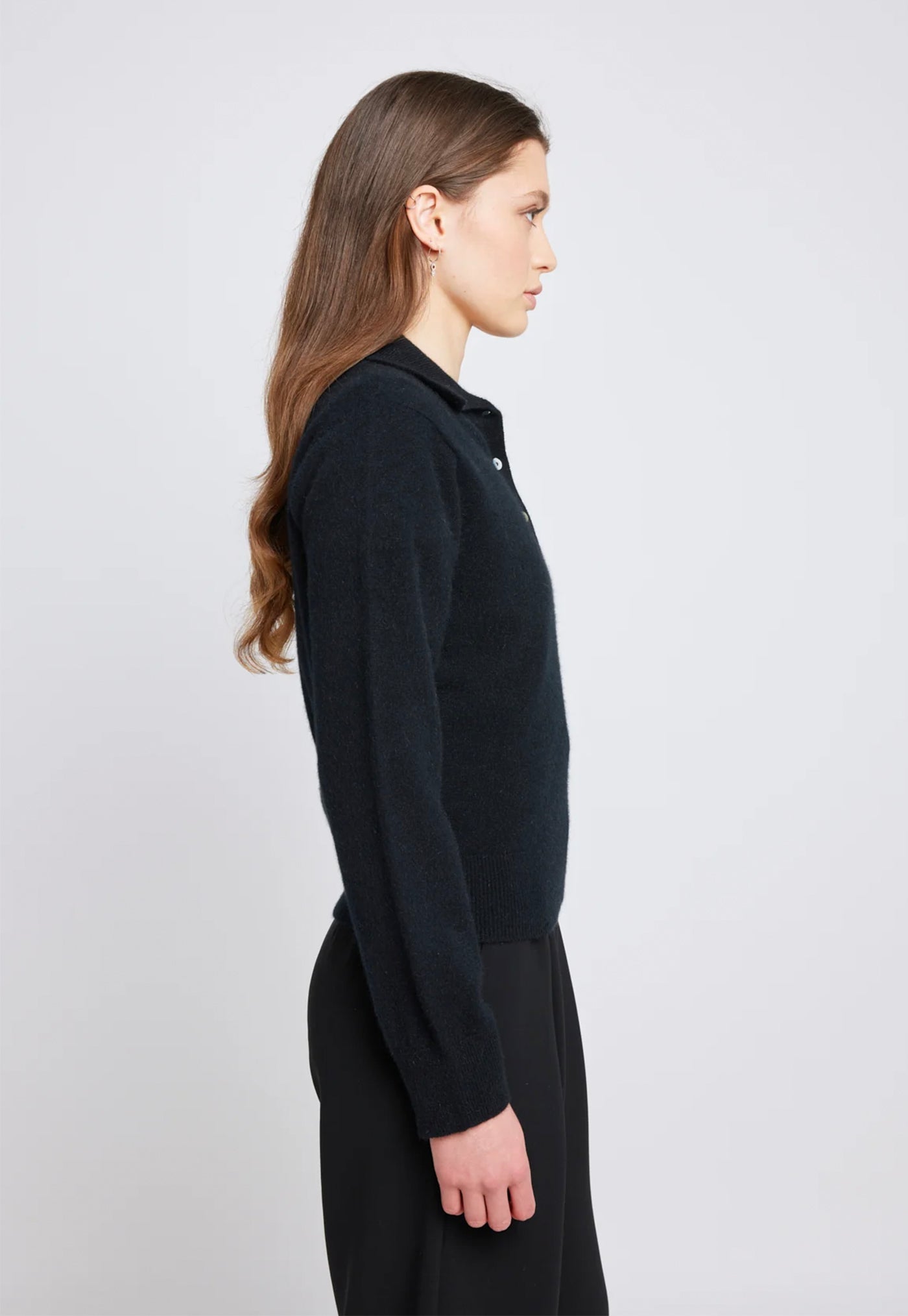 Eliza Long-Sleeved Polo - Black