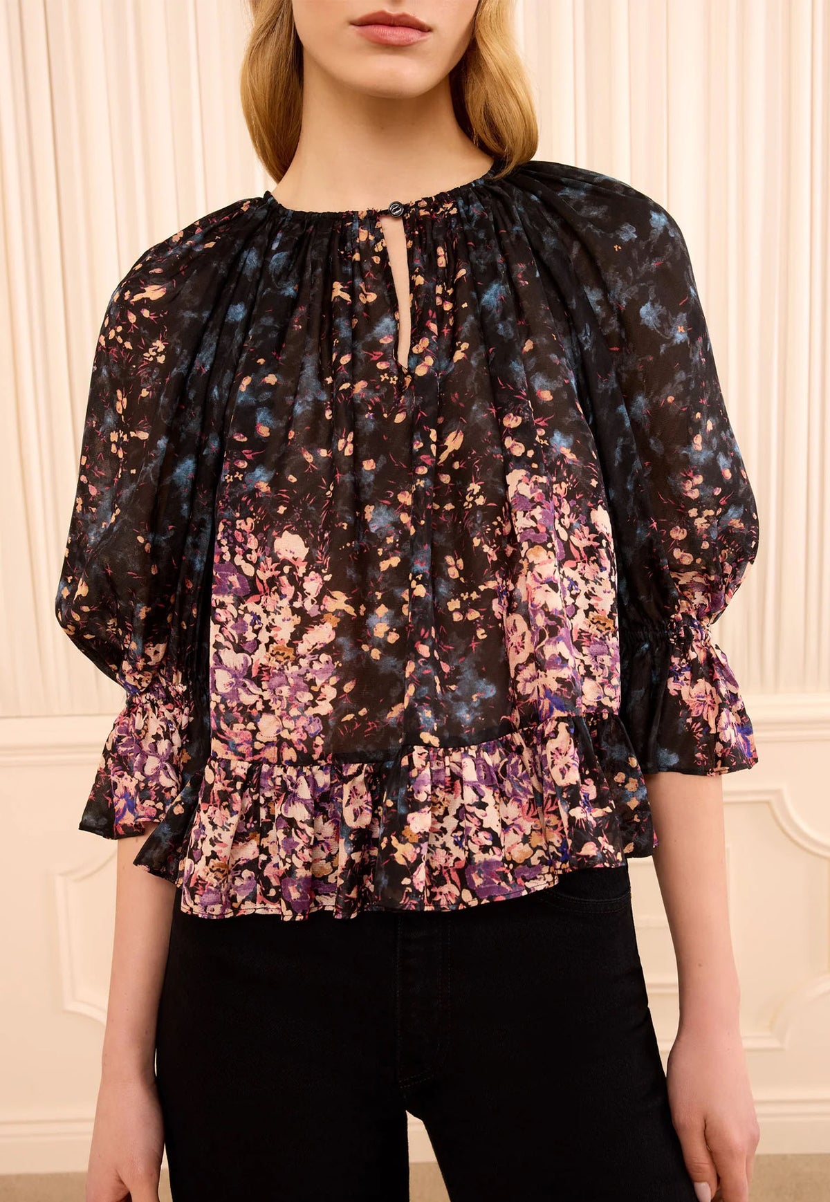 Elise SS Silk Blouse - Eclipse