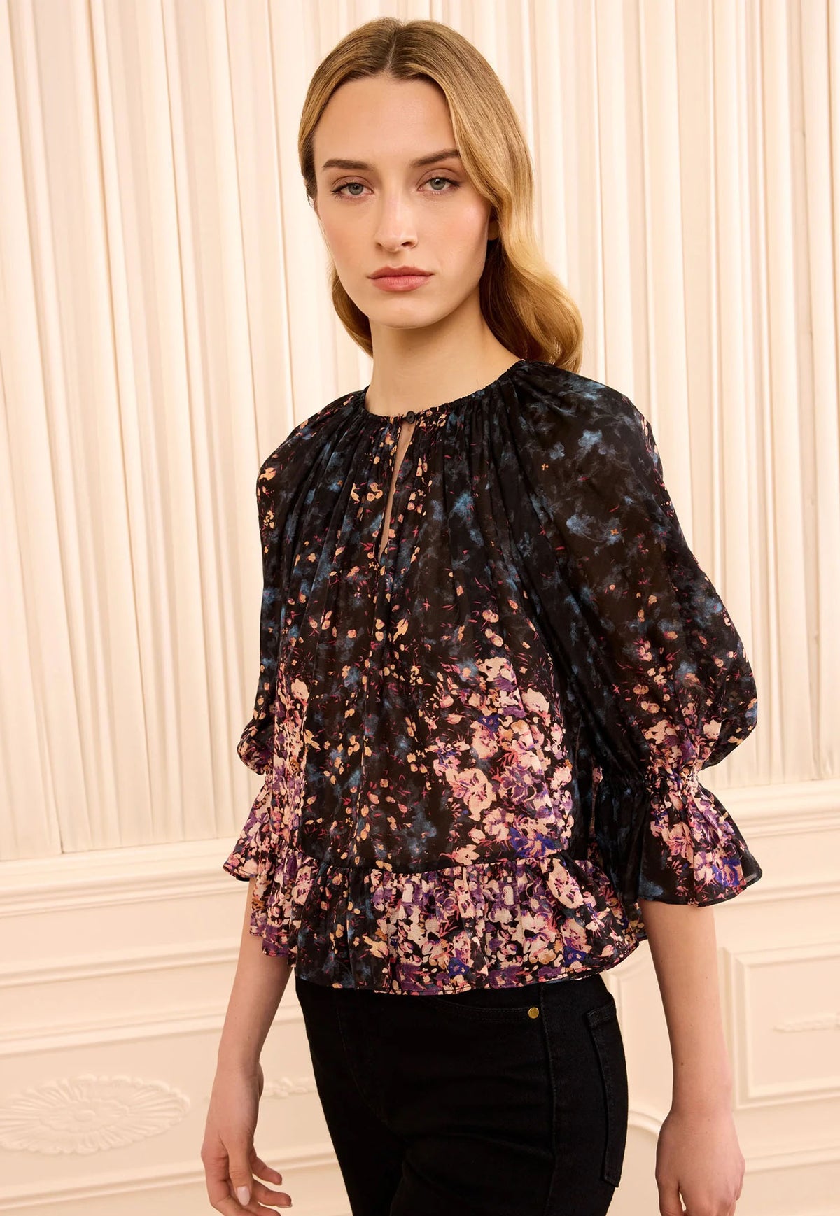 Elise SS Silk Blouse - Eclipse