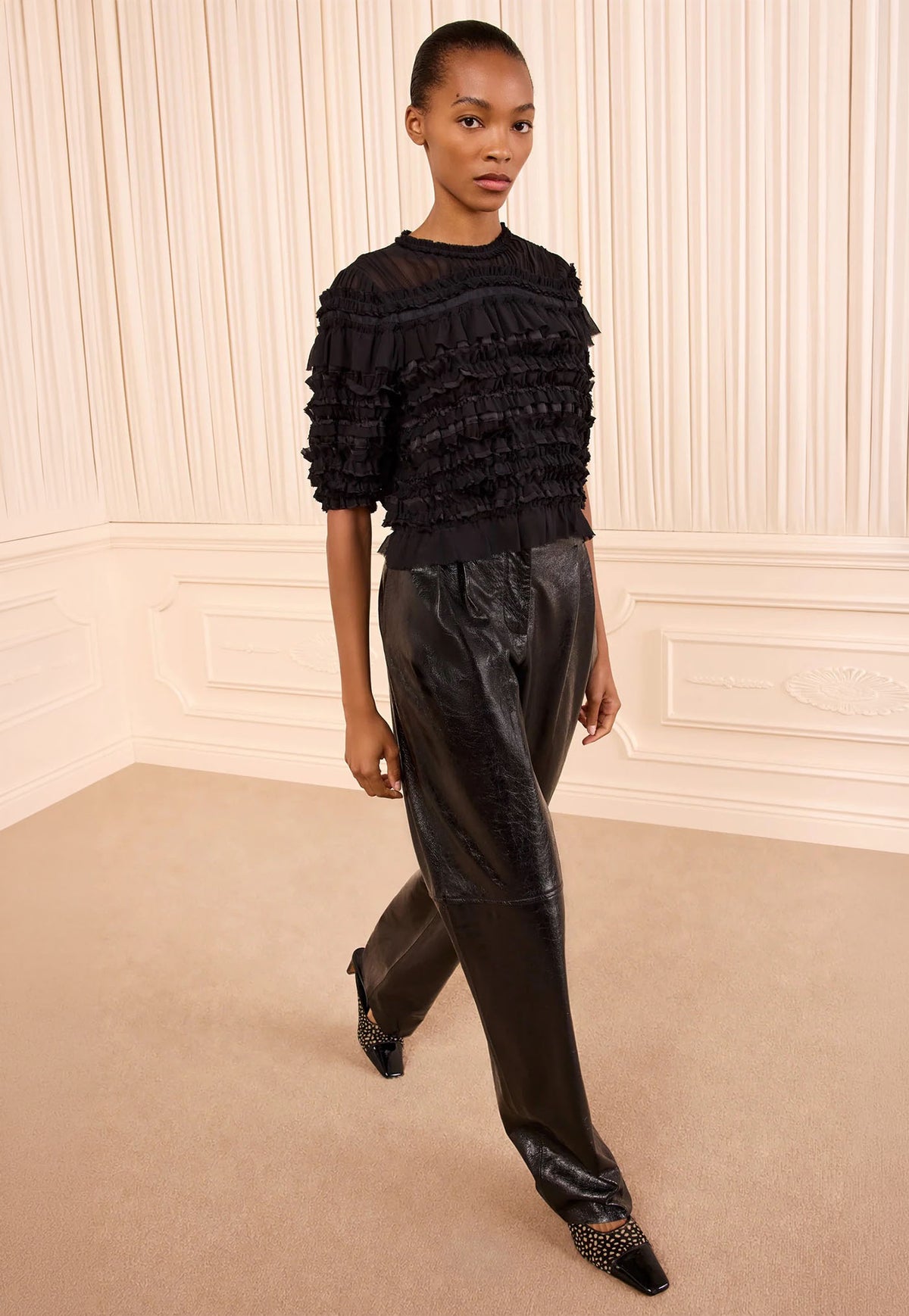 Mabel SS Silk Top - Noir