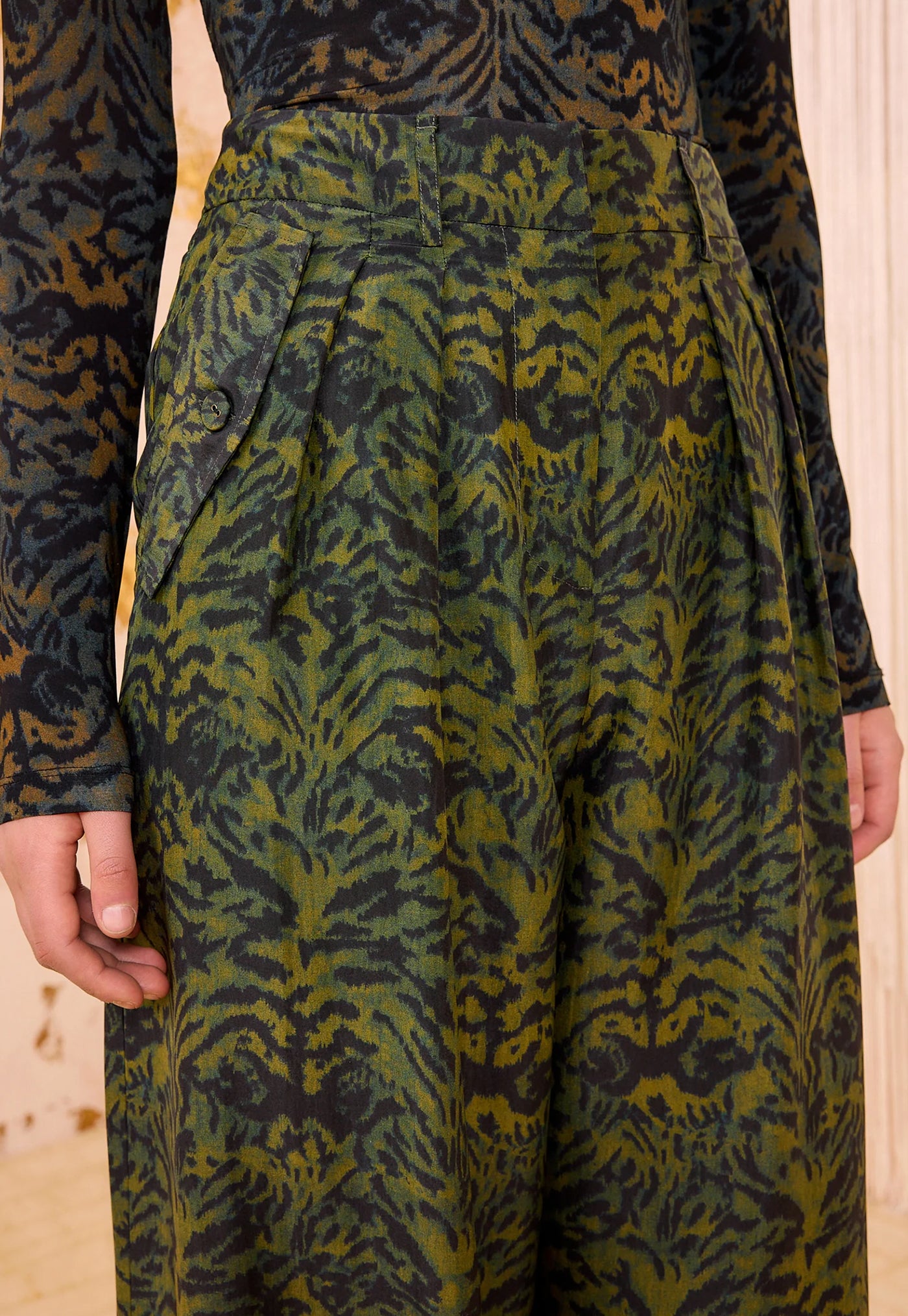 Charlie Silk High Waist Wide Leg Pant - Desert Jasper