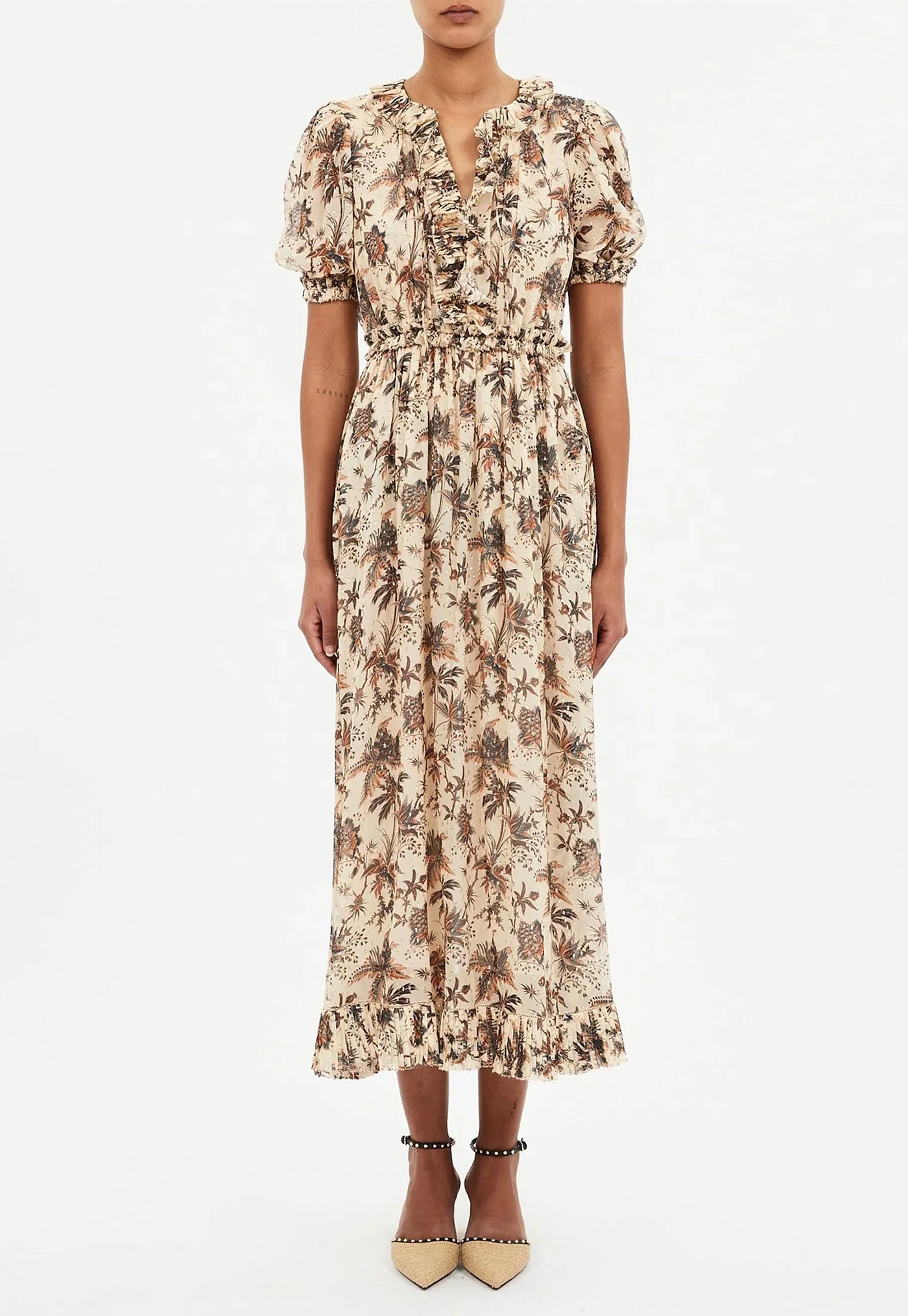 Rosamunde Puff Sleeve Dress - Cameo