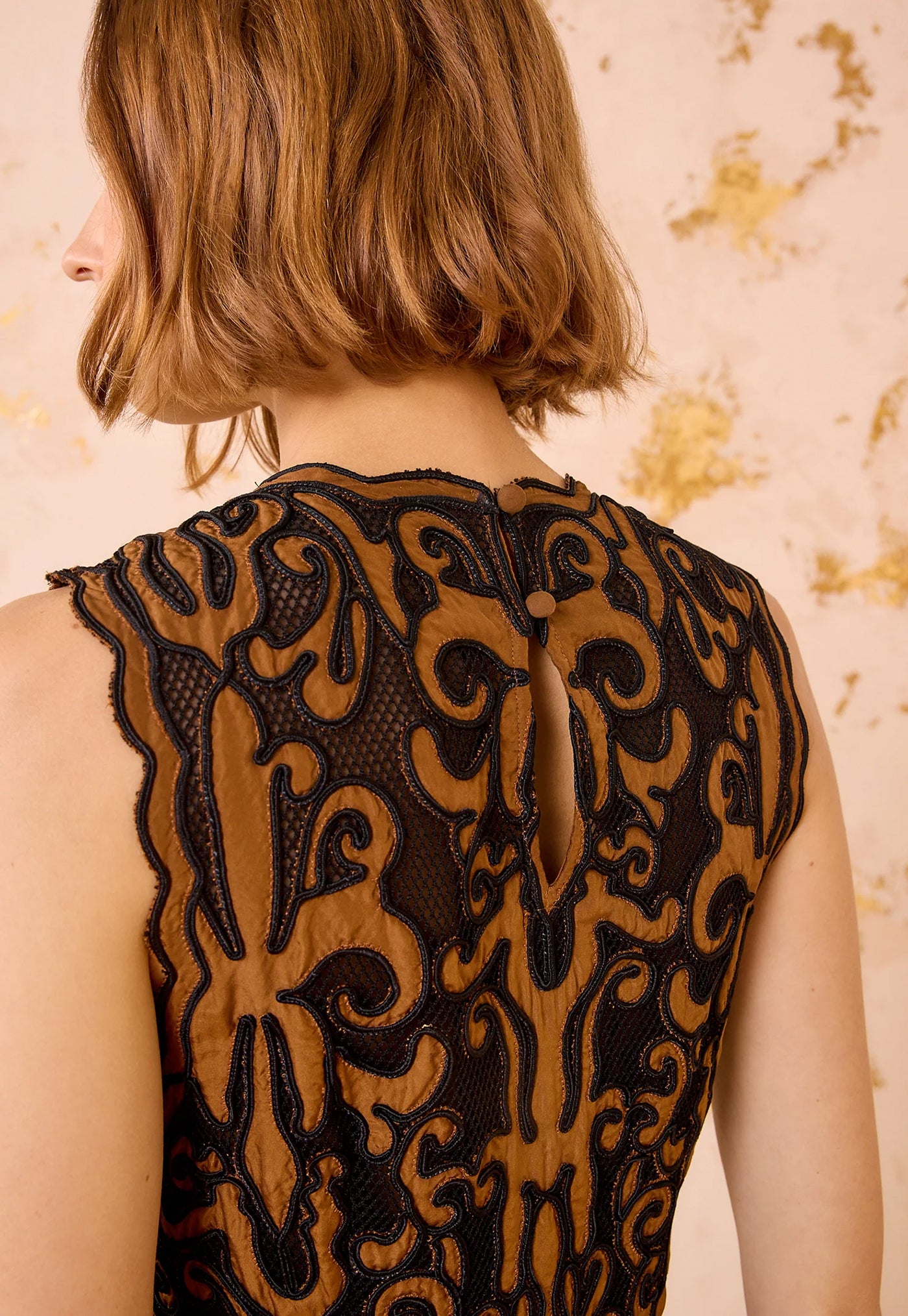 Auryn Applique Sleeveless Midi Dress - Saffron