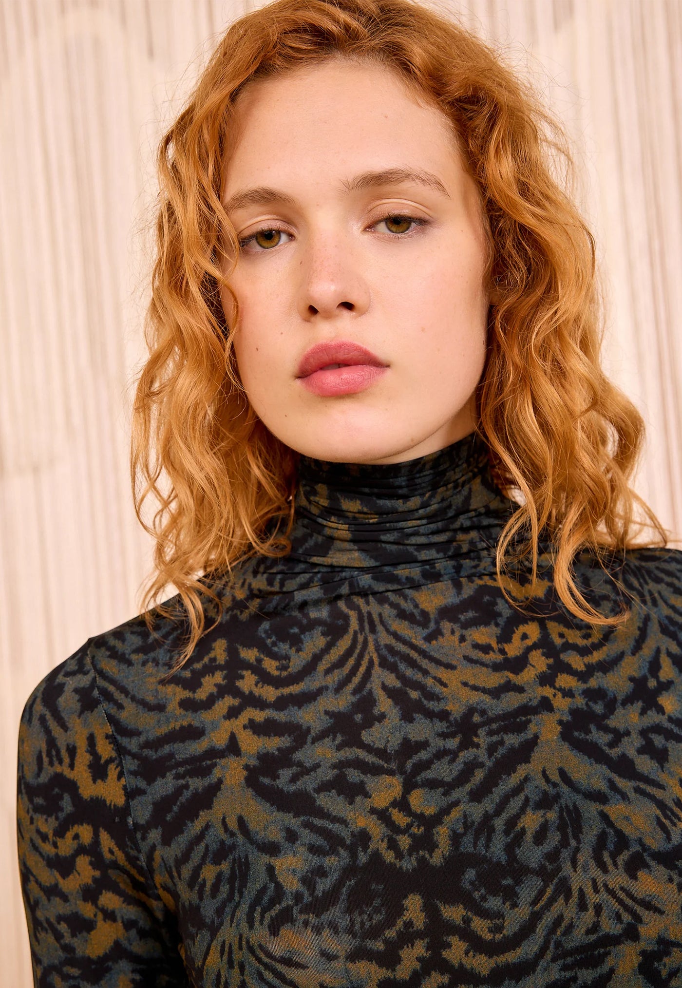 Aurelia Jersey Long Sleeve Turtleneck Top - Jasper