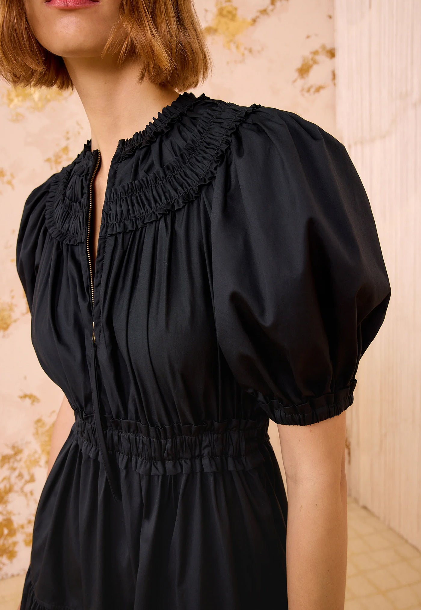 Othella Short Sleeve Midi Dress - Noir