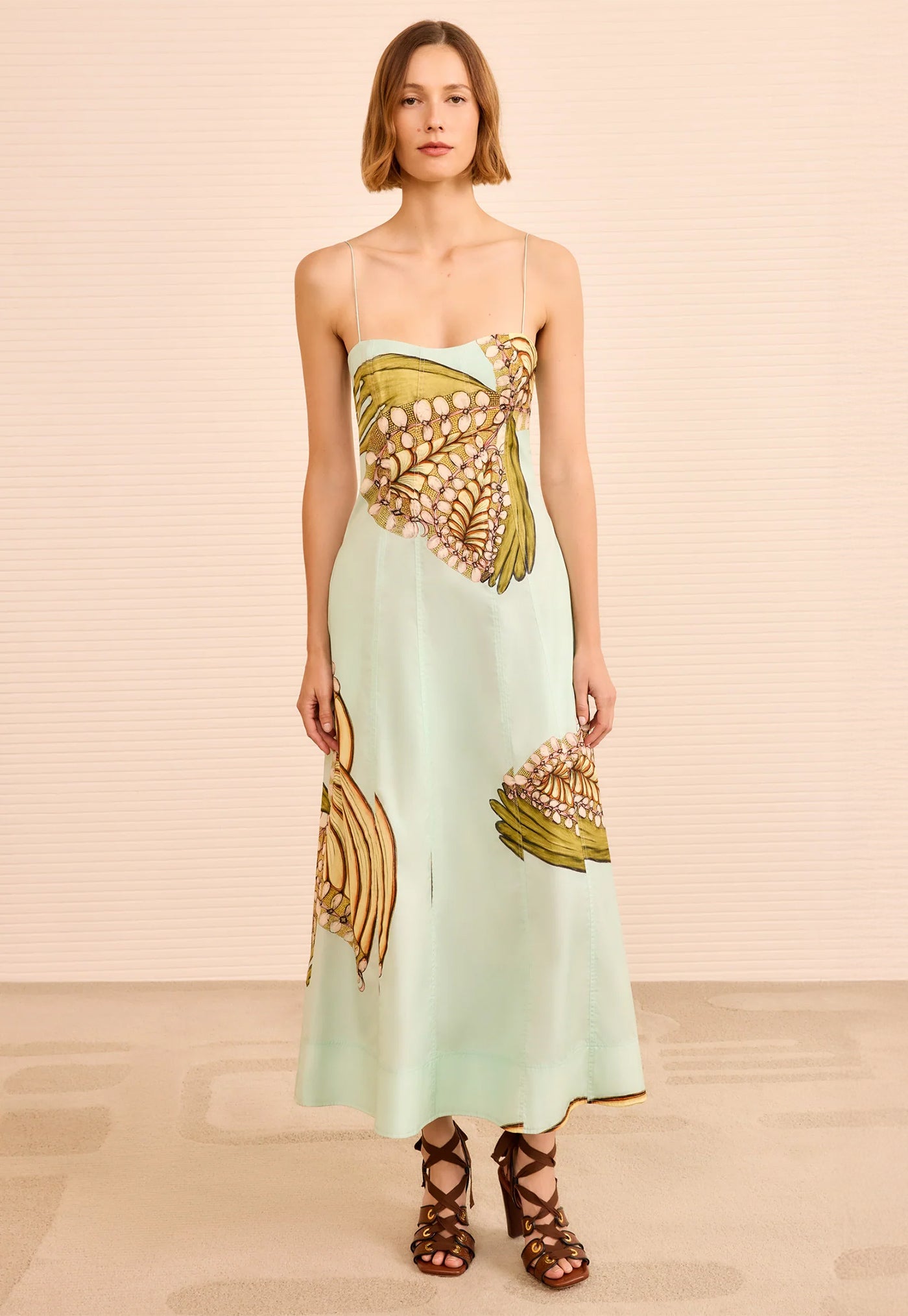 Vesela Cami Midi Dress - Water Blossoms