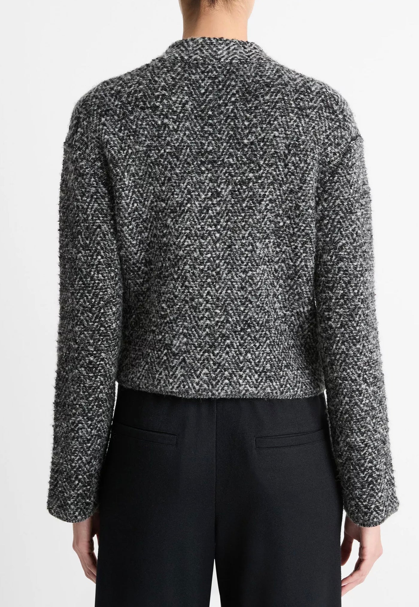 Herringbone Textured Cardi Jacket - Black/Off White sold by Angel Divine