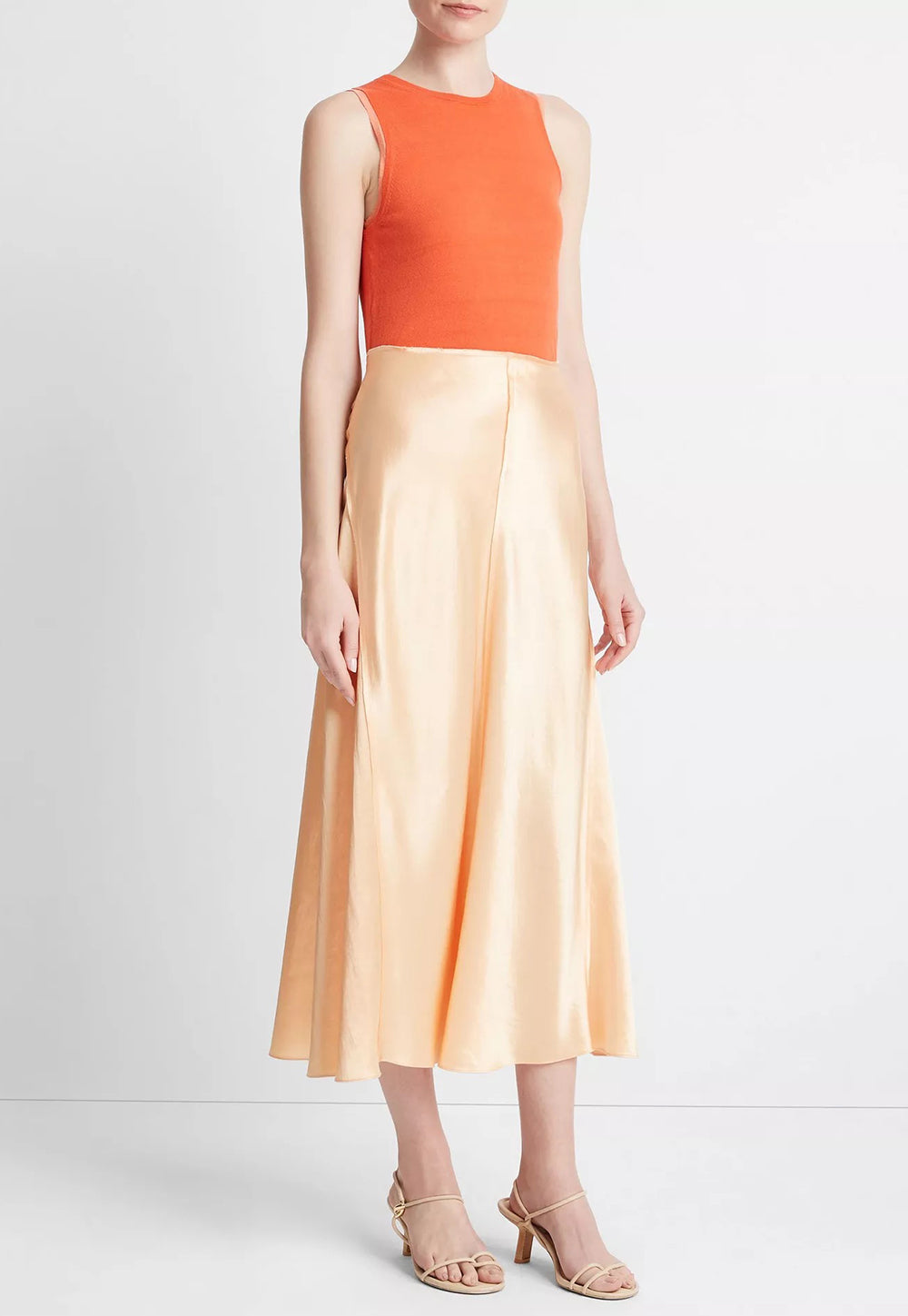 Raw Edge Panelled Slip Skirt - Cantaloupe sold by Angel Divine