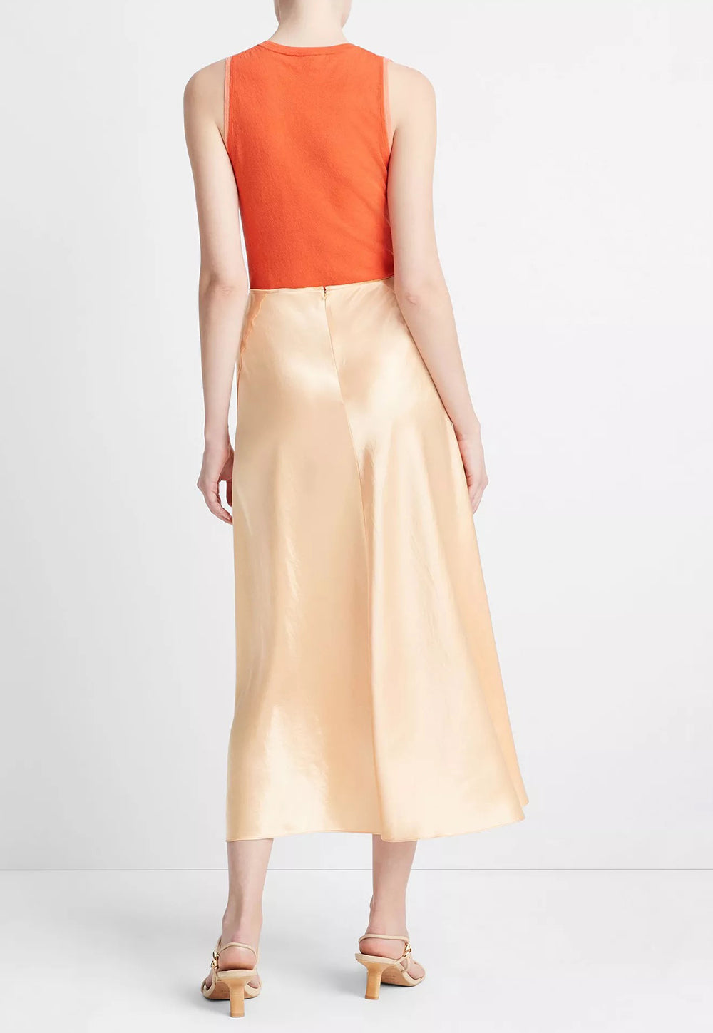 Raw Edge Panelled Slip Skirt - Cantaloupe sold by Angel Divine
