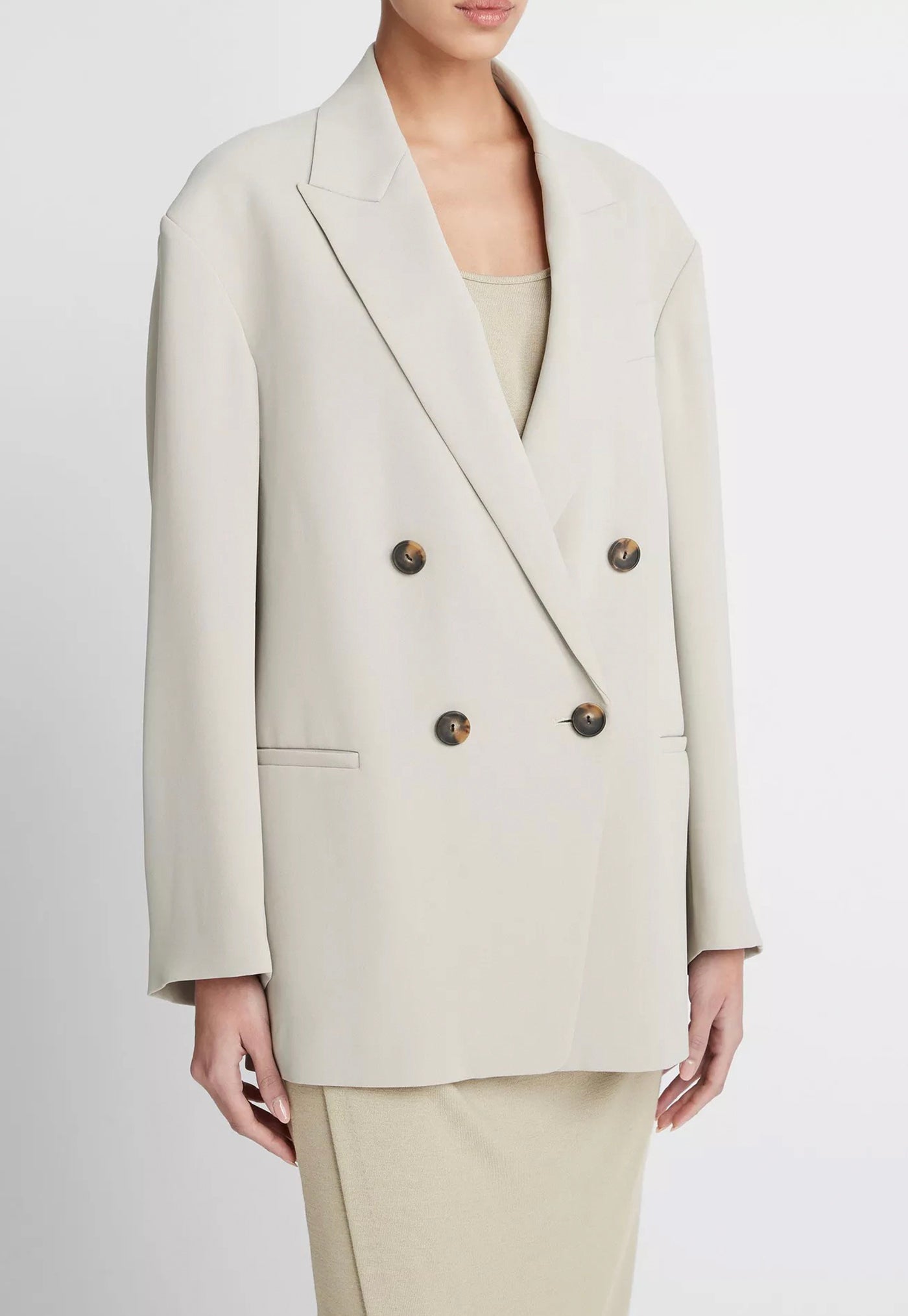 Crepe Double Breasted Blazer - Sepia sold by Angel Divine