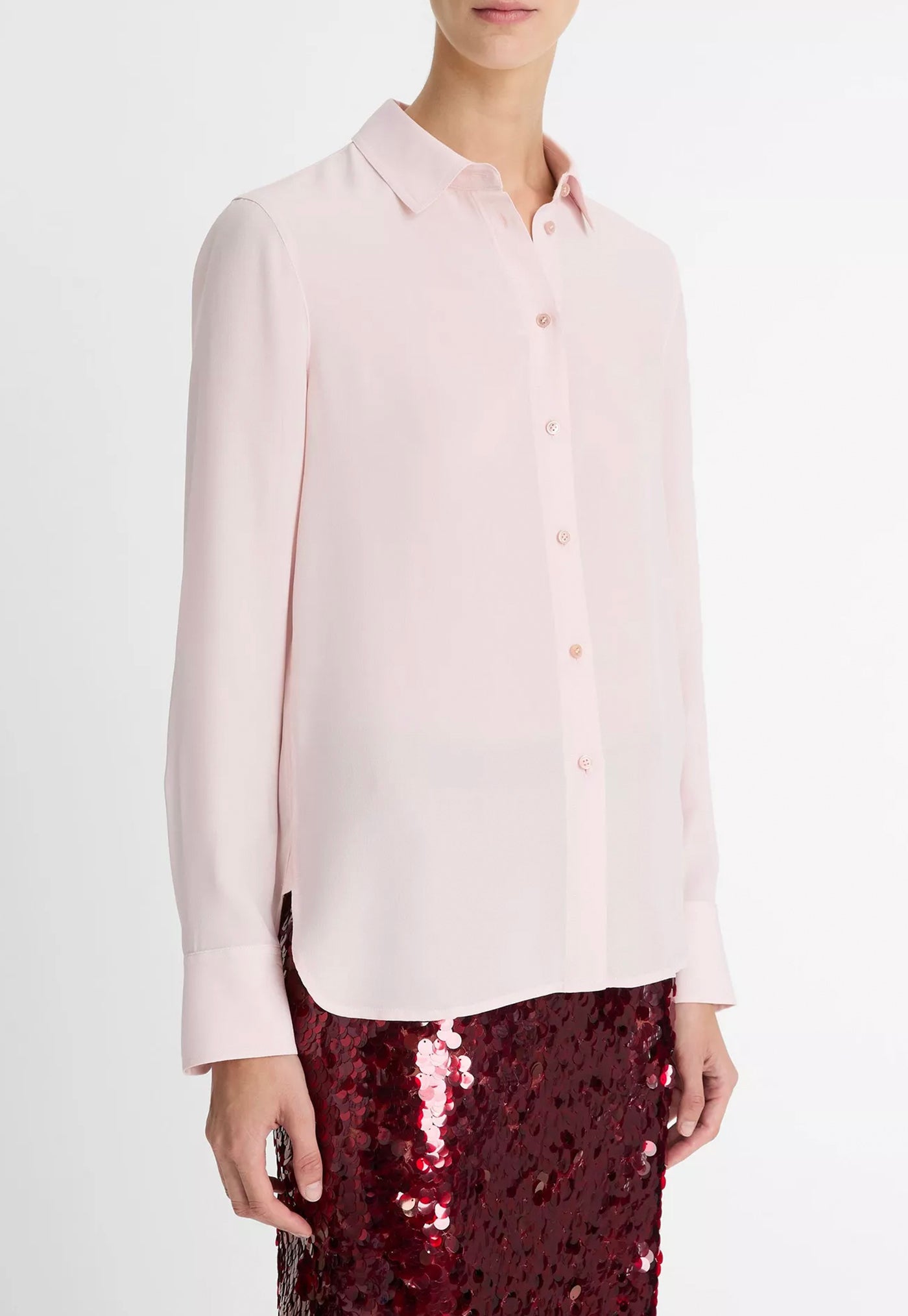 Silk Slim Fitted Blouse - Ballet