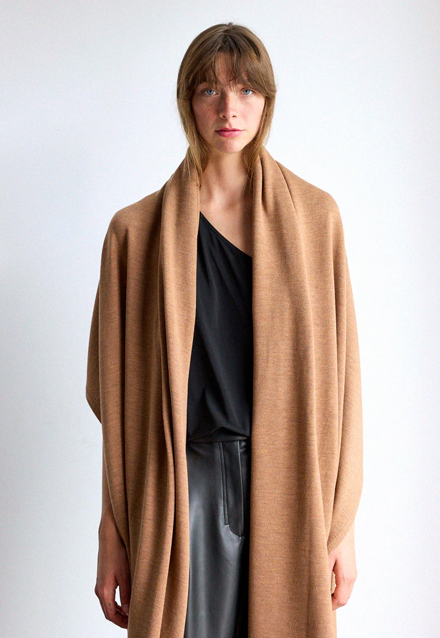 Caramel Oversized Knitted Wrap