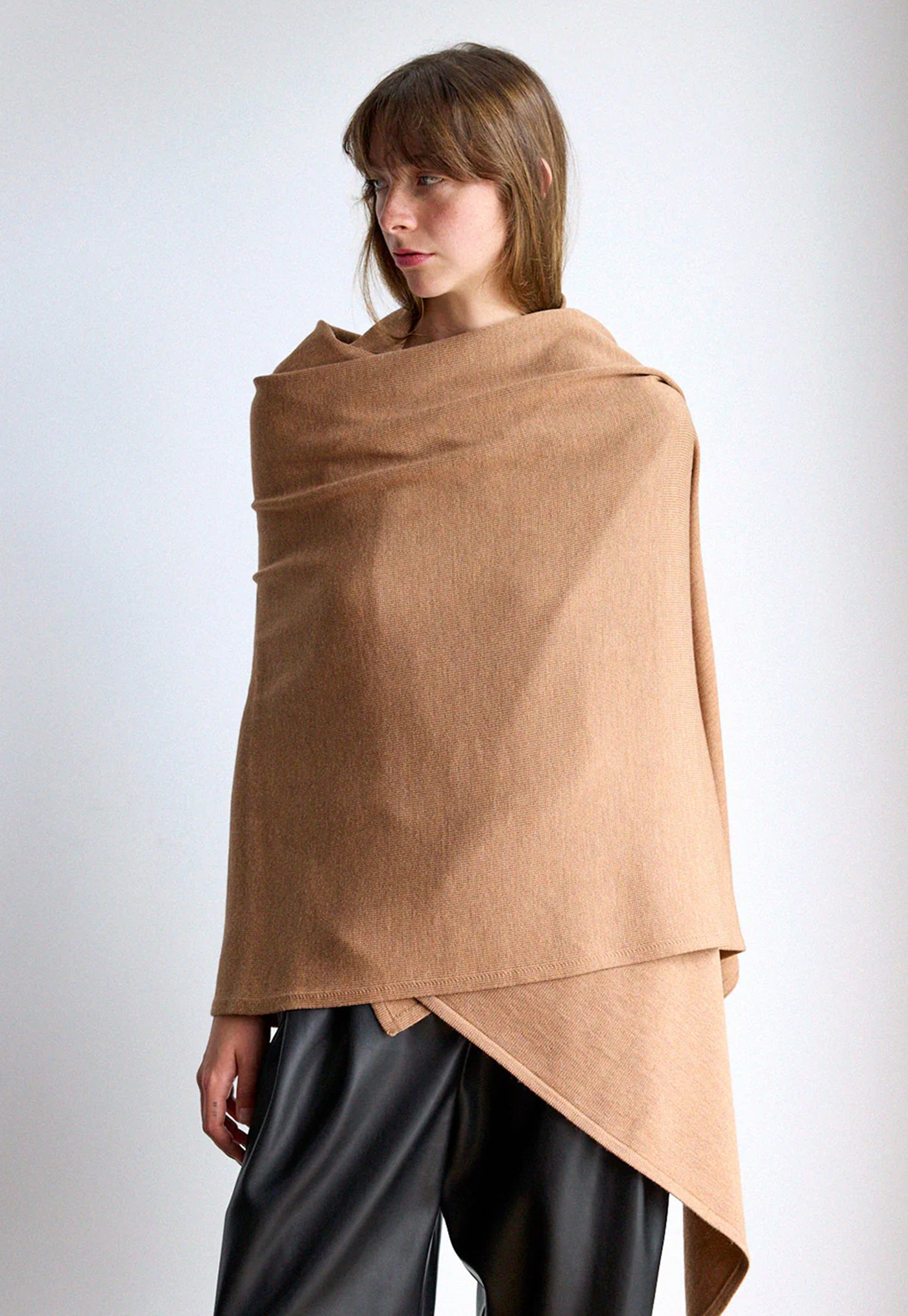 Caramel Oversized Knitted Wrap