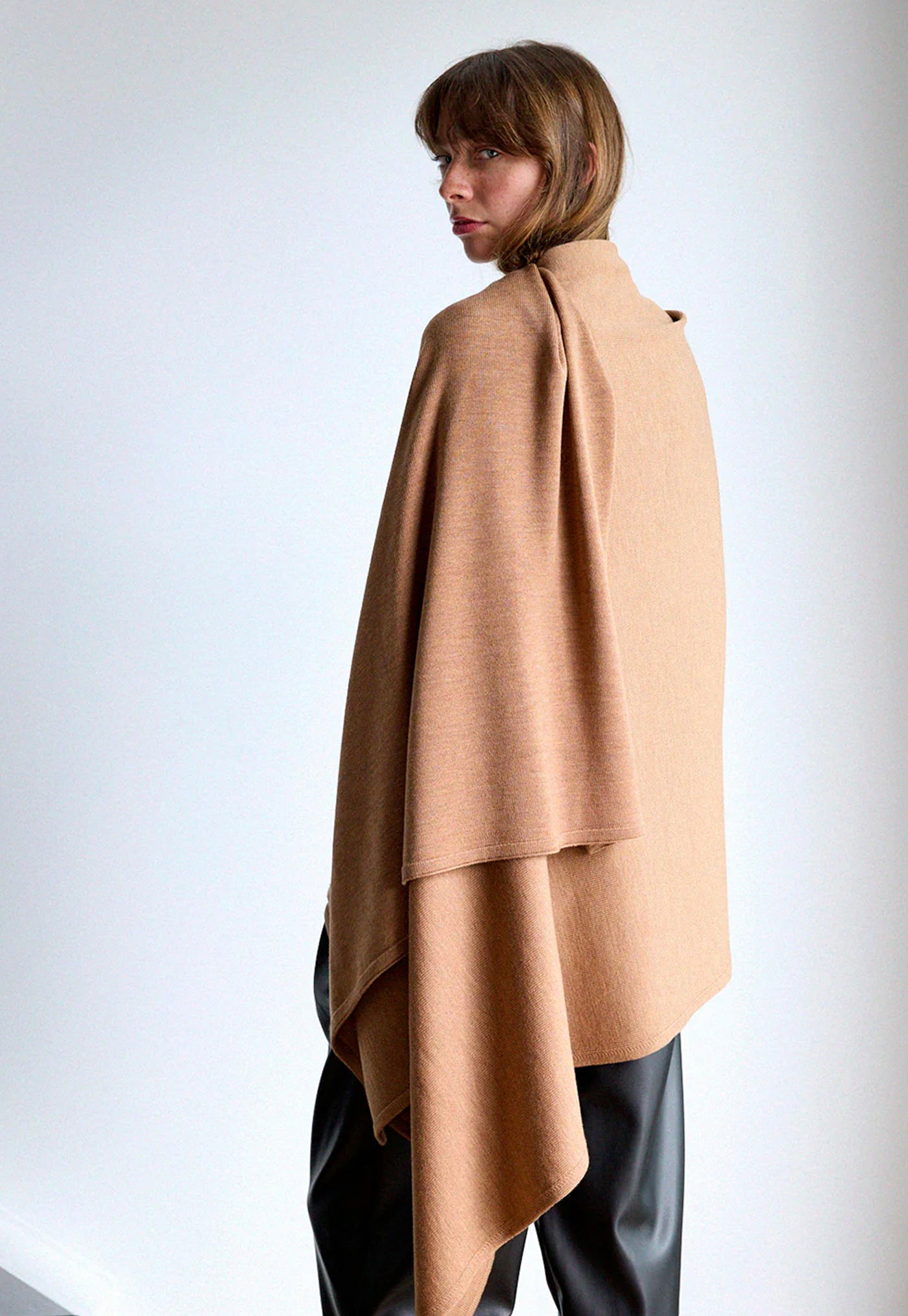 Caramel Oversized Knitted Wrap