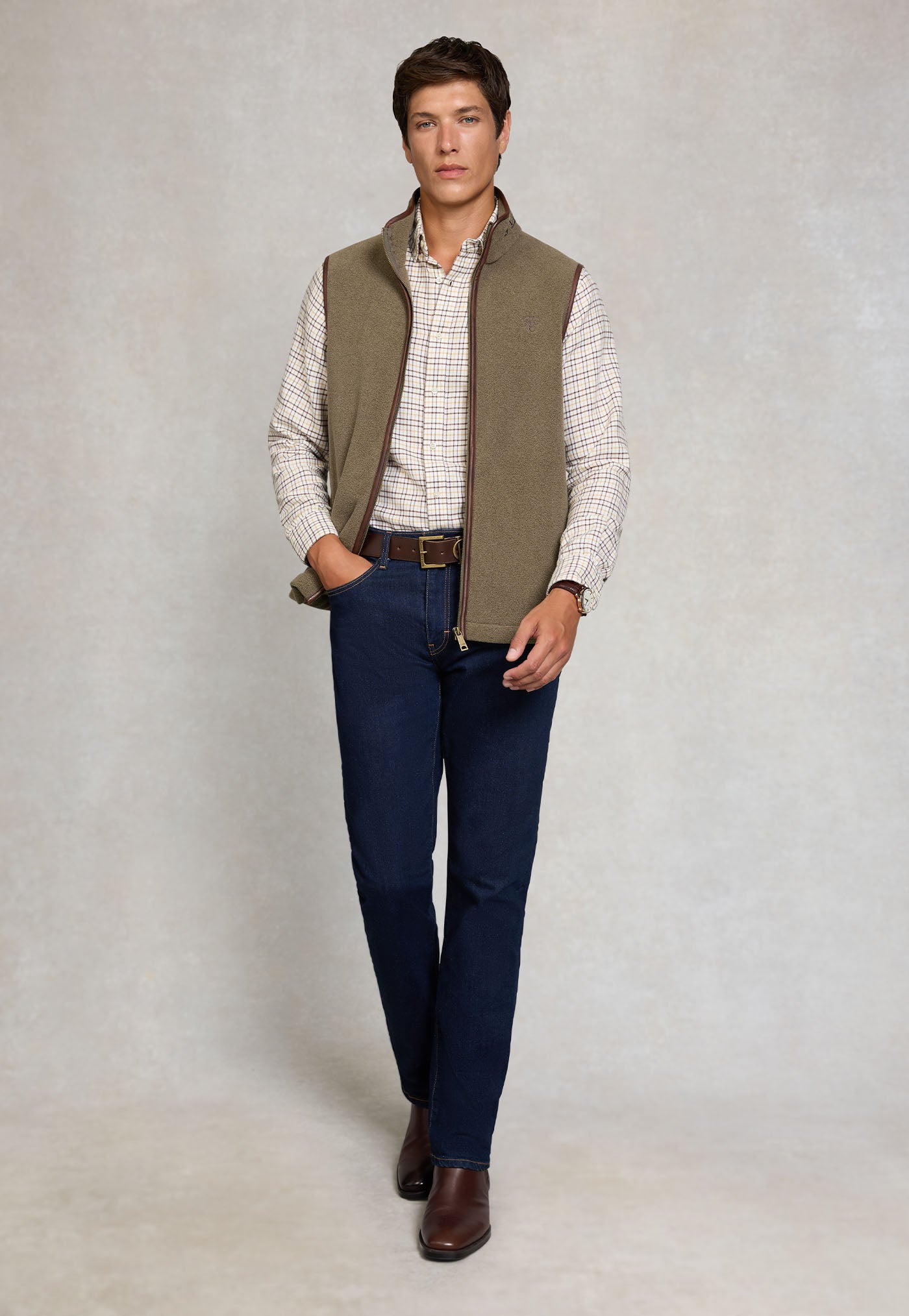 Men's Country Fleece Gilet - Dusty Khaki