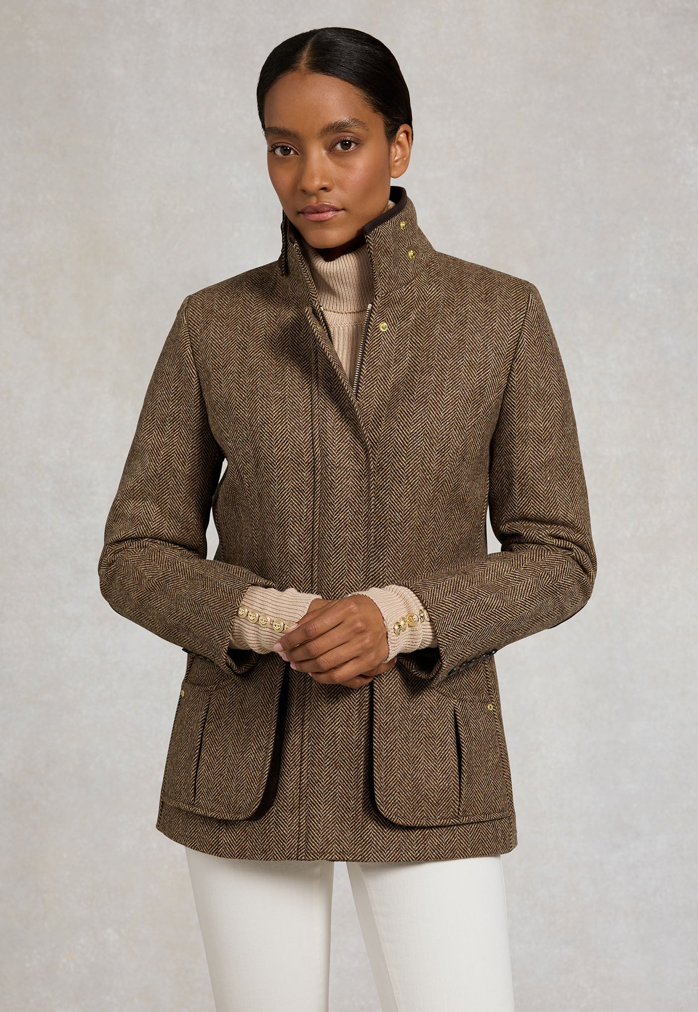 Country Classic Jacket - Large Scale Brown Herringbone