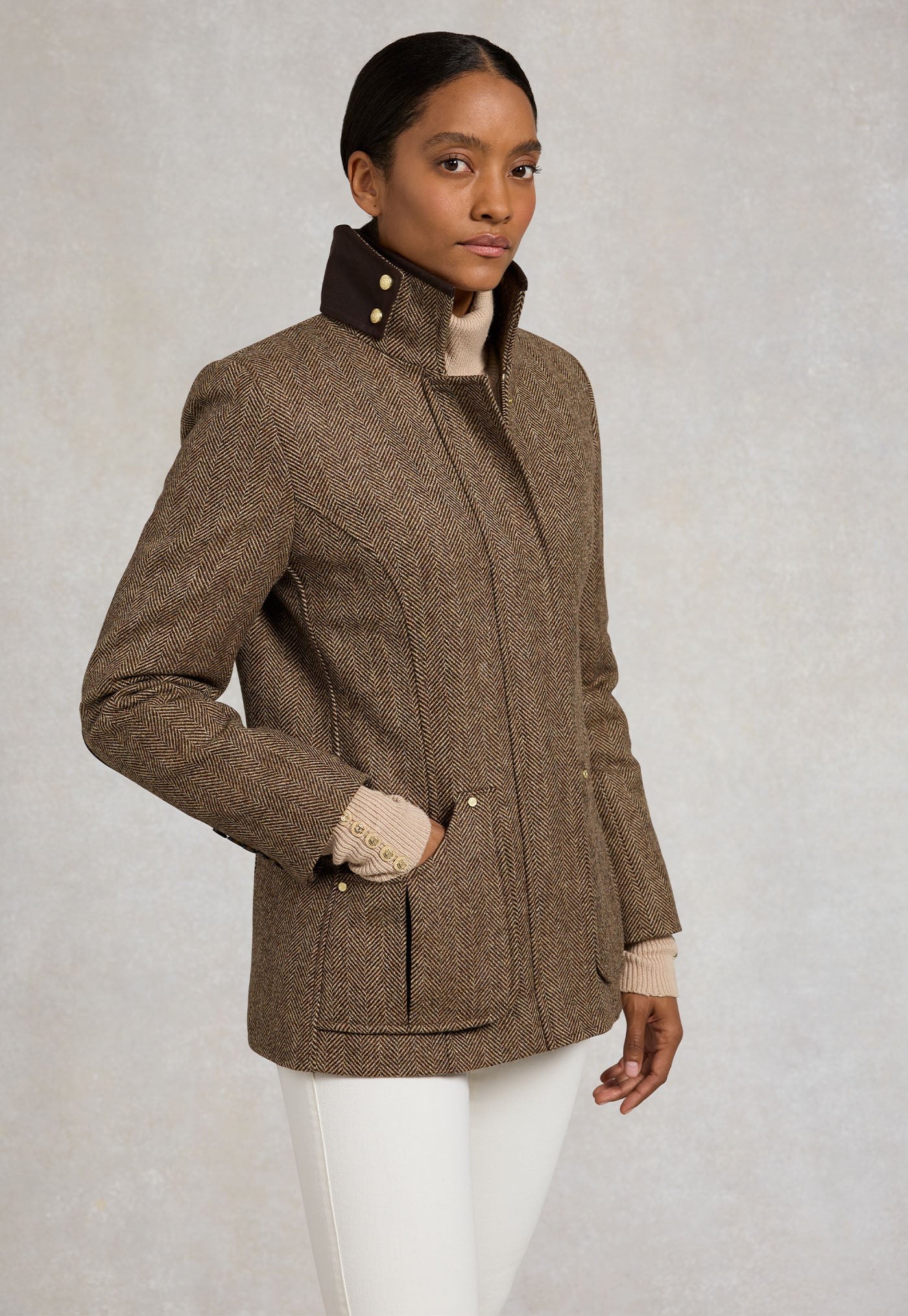 Country Classic Jacket - Large Scale Brown Herringbone