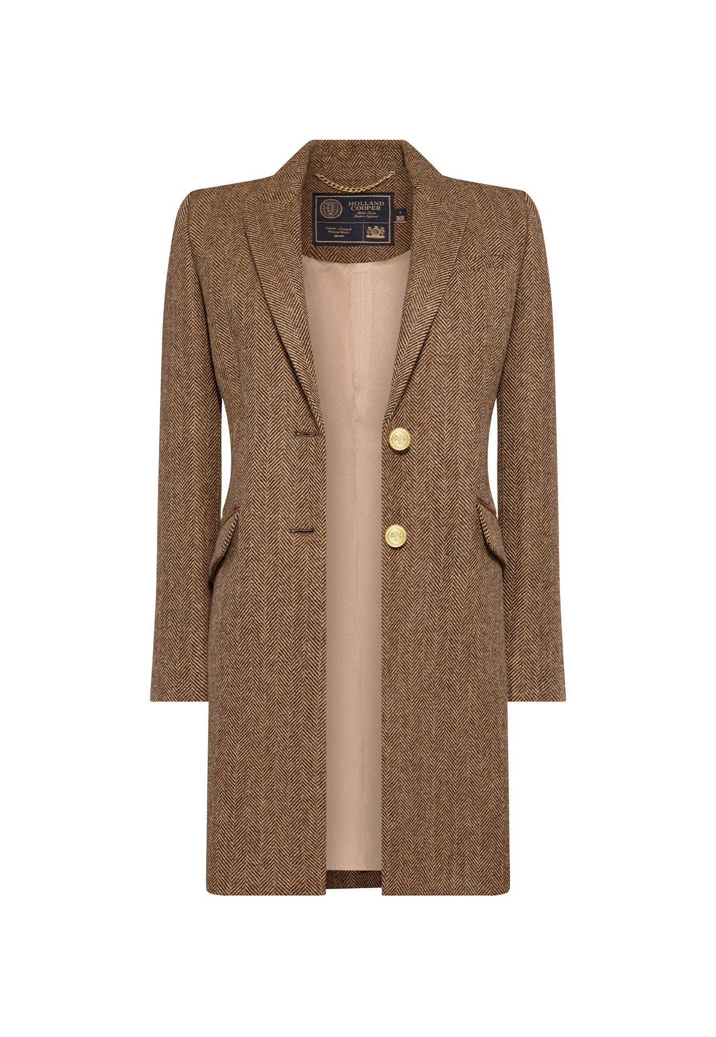 Highgrove Coat - Large Scale Brown Herringbone