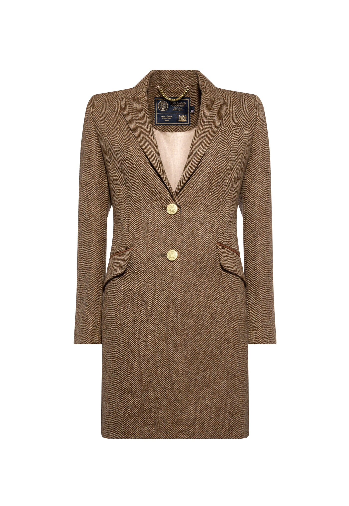 Highgrove Coat - Large Scale Brown Herringbone