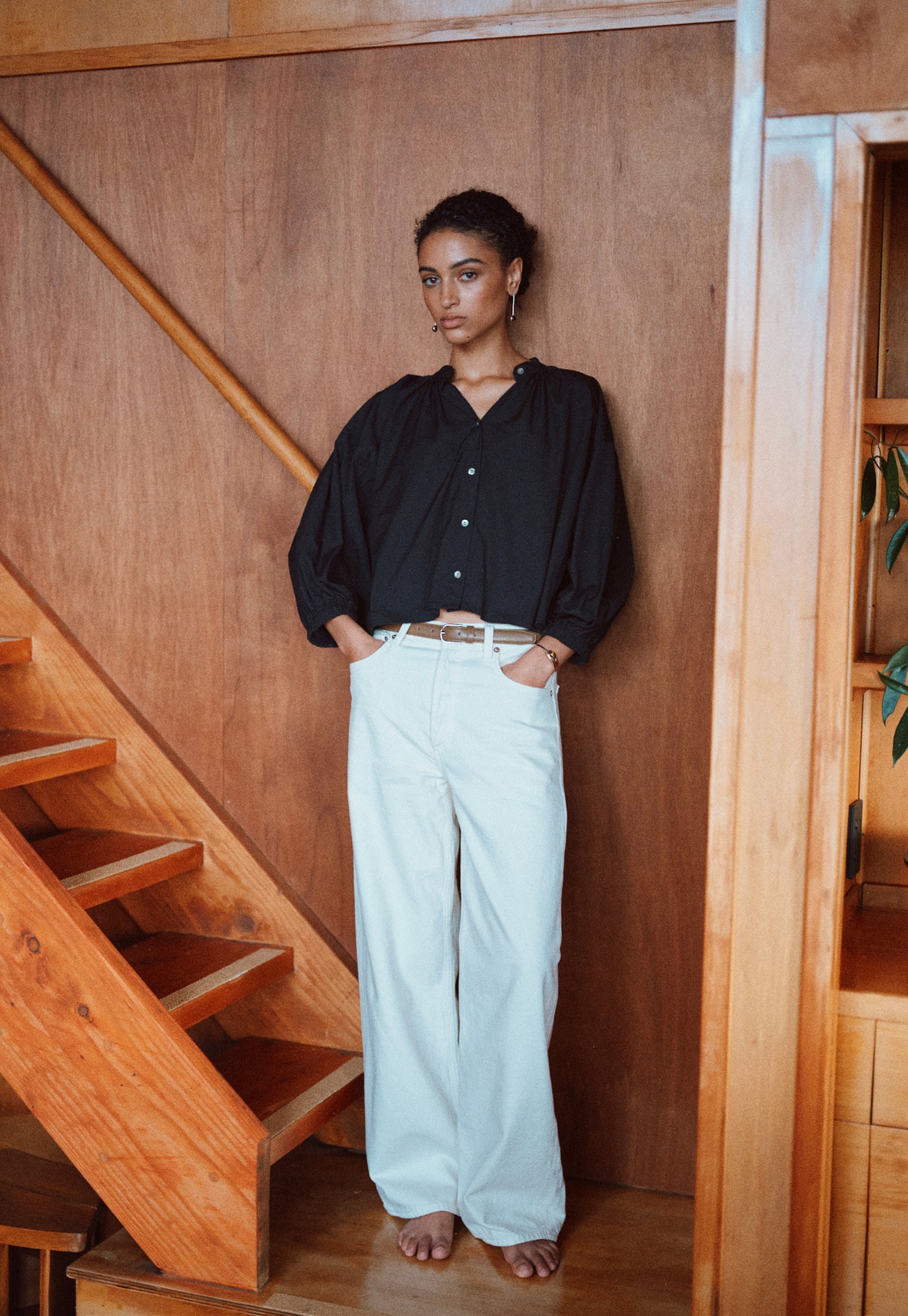 Everyday Crop - Black Cotton Poplin