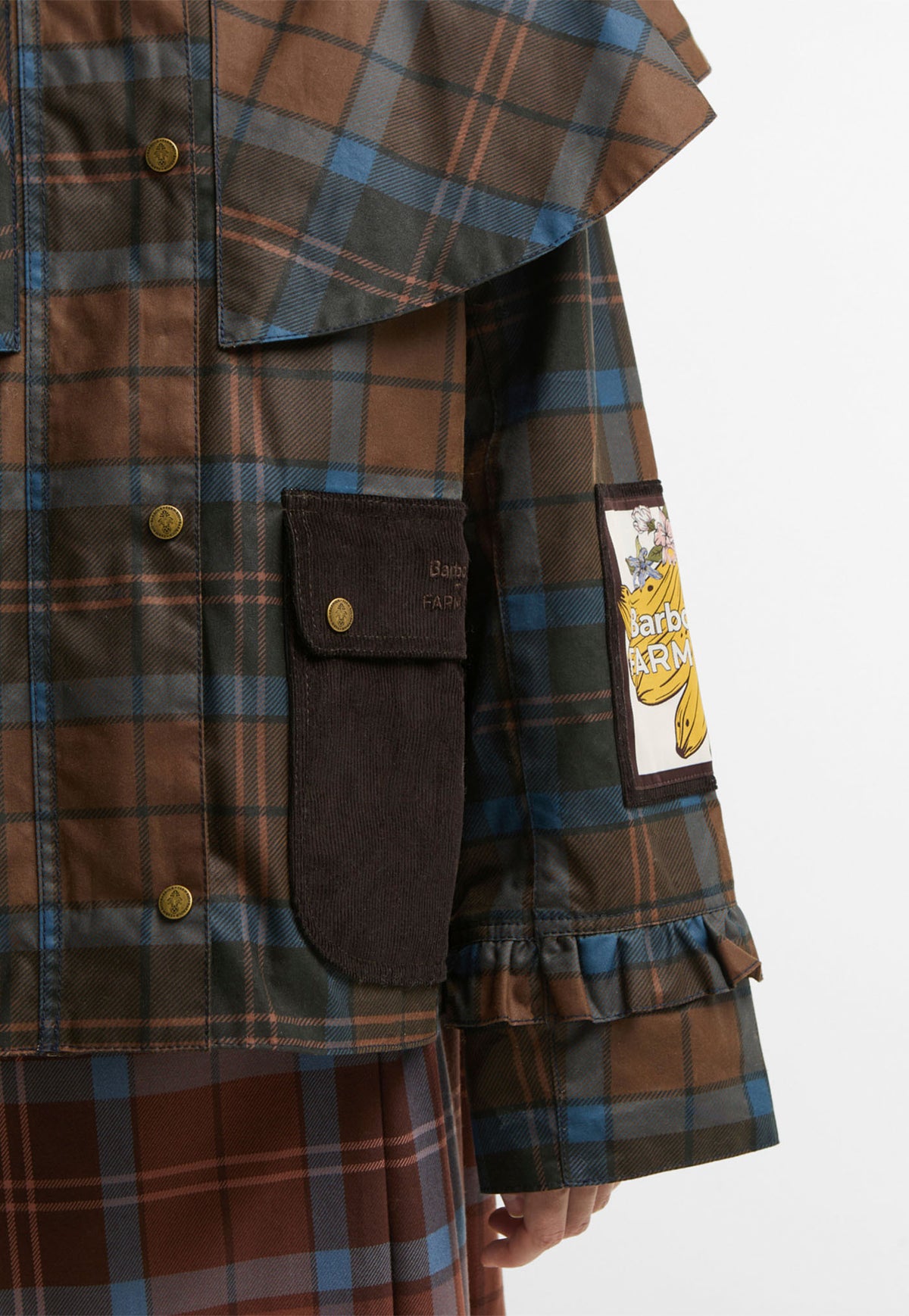 Barbour x Farm Rio Angelina Wax Jacket - Tropical Tea Tartan/Banana Print