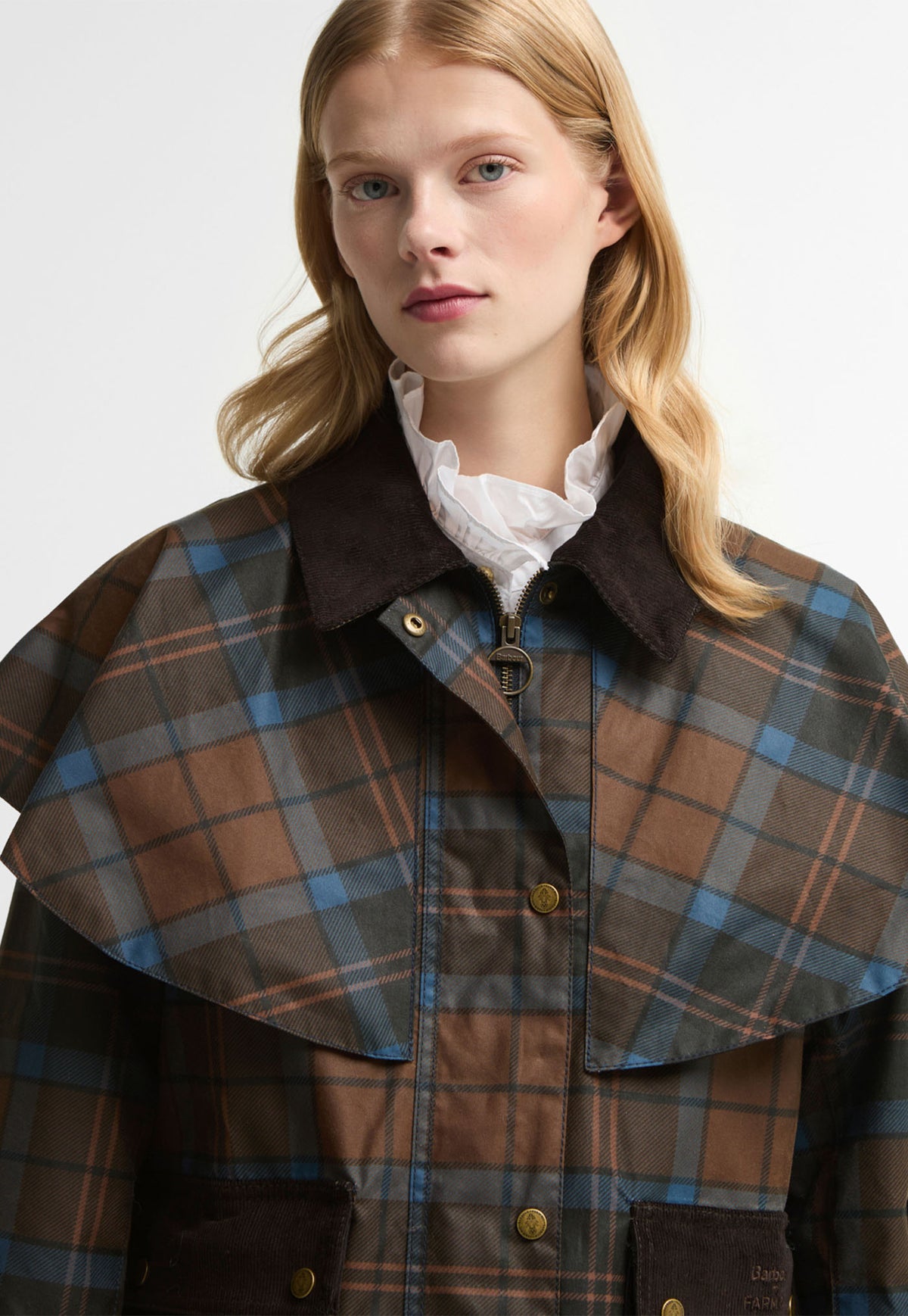 Barbour x Farm Rio Angelina Wax Jacket - Tropical Tea Tartan/Banana Print