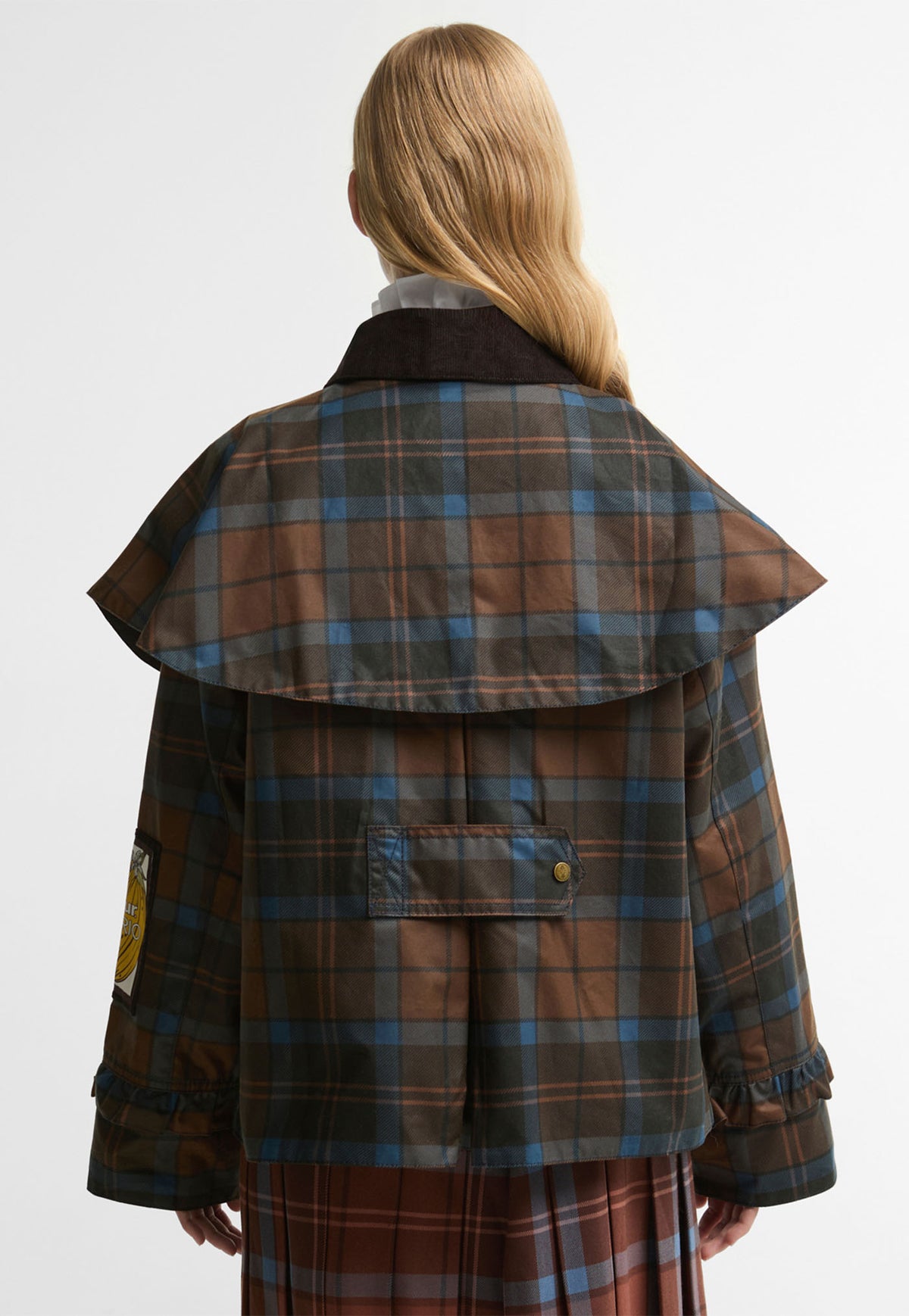 Barbour x Farm Rio Angelina Wax Jacket - Tropical Tea Tartan/Banana Print