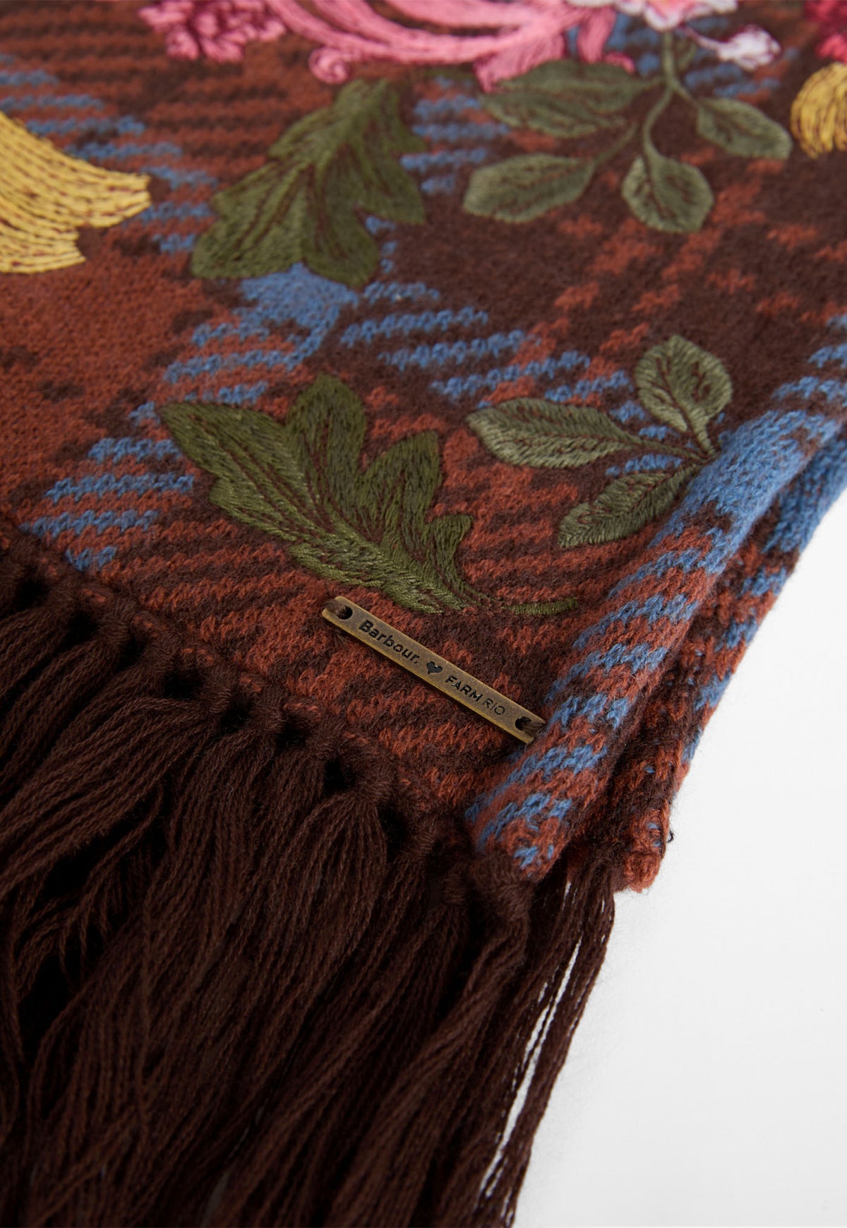 Barbour x Farm Rio Angelonia Knitted Scarf - Tropical Tea Tartan