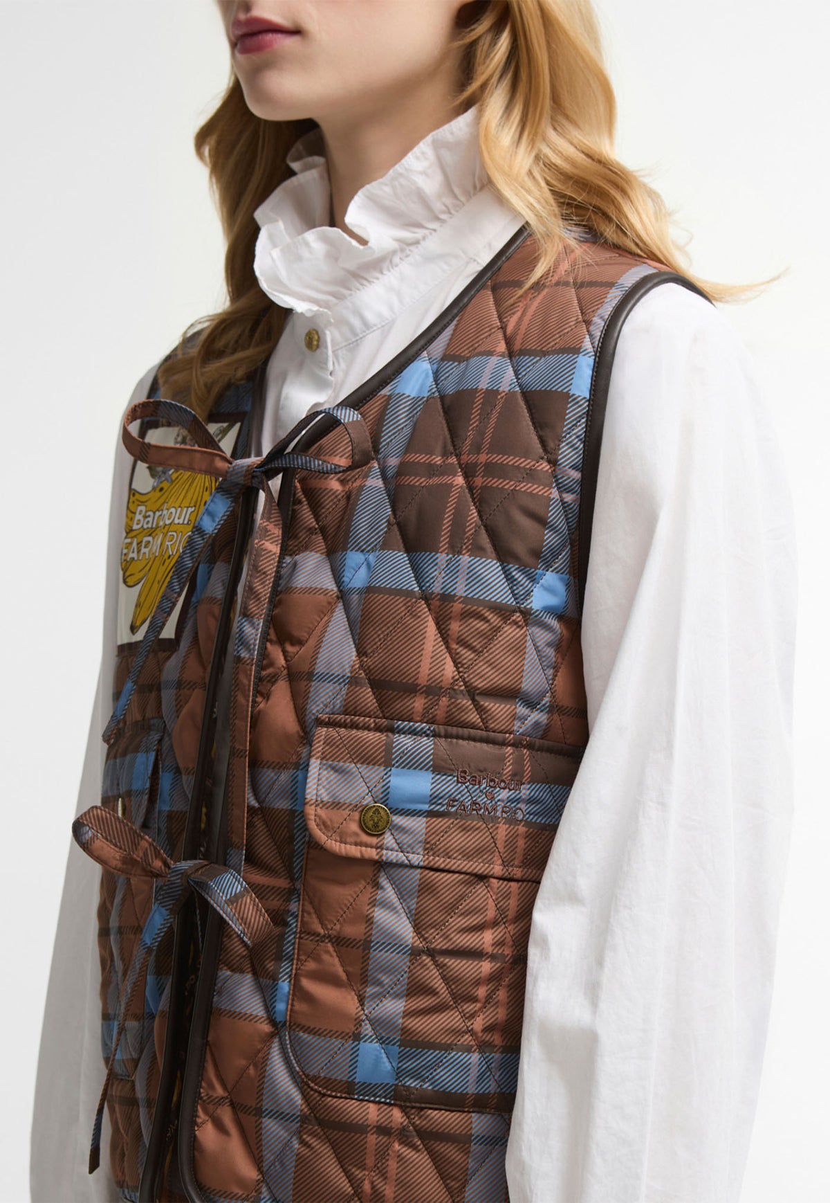 Barbour x Farm Rio Fernanda Liner - Tropical Tea Tartan/Brown Banana