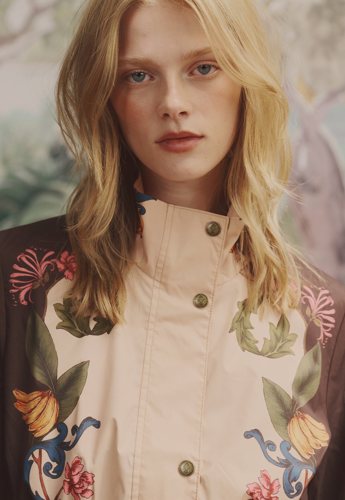 Barbour x Farm Rio Mandevilla Showerproof Jacket - Bloom In Between/Brown Banana