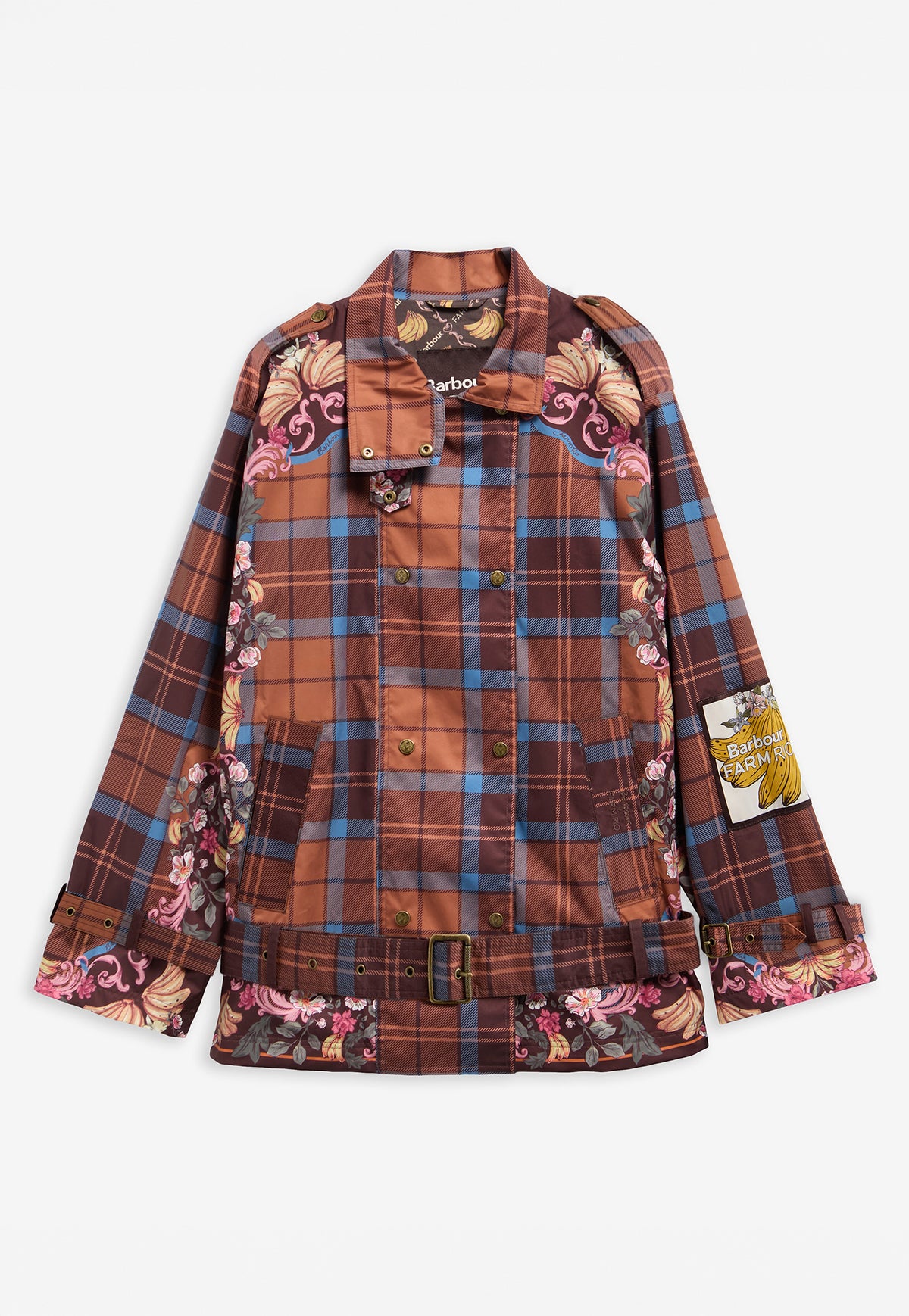 Barbour x Farm Rio Petrea Showerproof Jacket - Tropical Tea Tartan/Banana